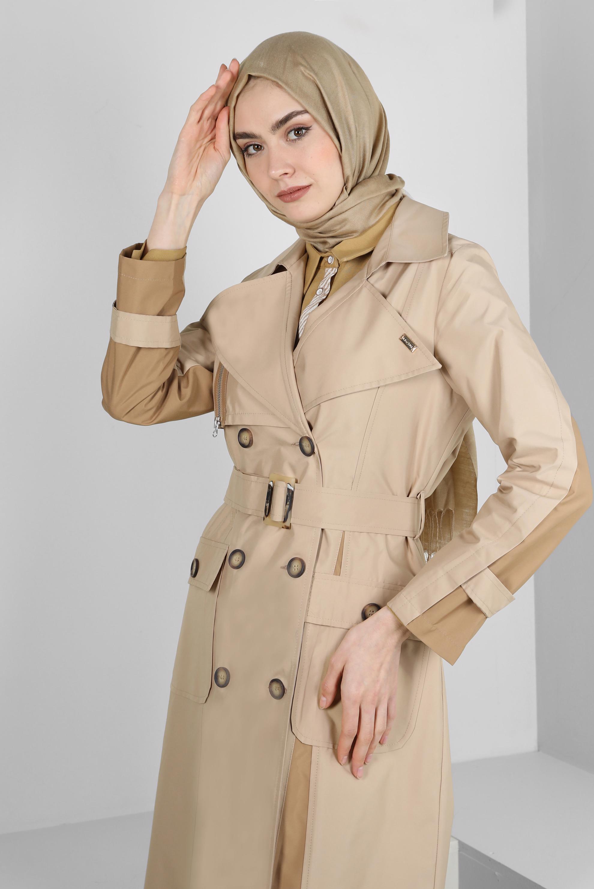 BUTTONED TRENCH COAT WITH TABS 10763 | ALVİNA