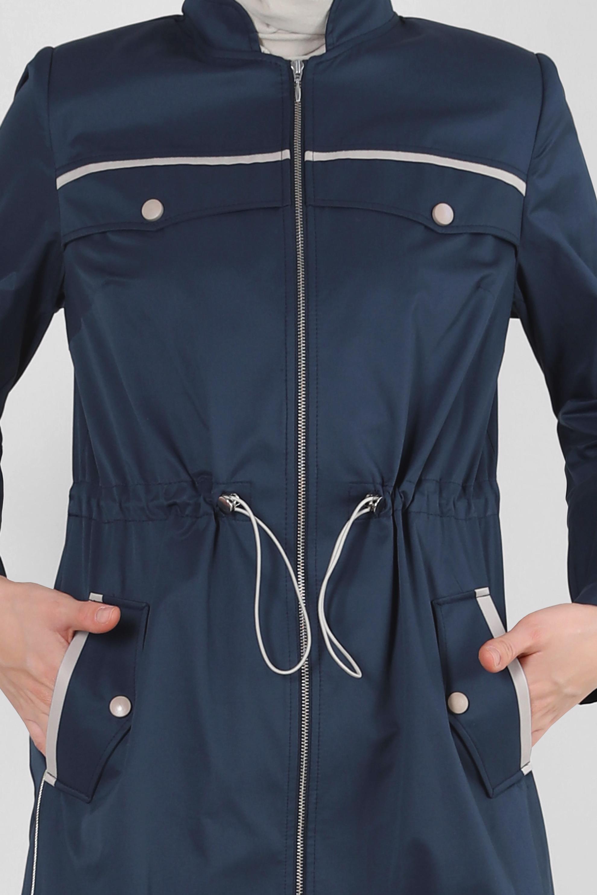 Vêtements hijab BLEU MARINE TRENCH-COAT ZIPPÉ AVEC TAILLE À SMOCK 10773