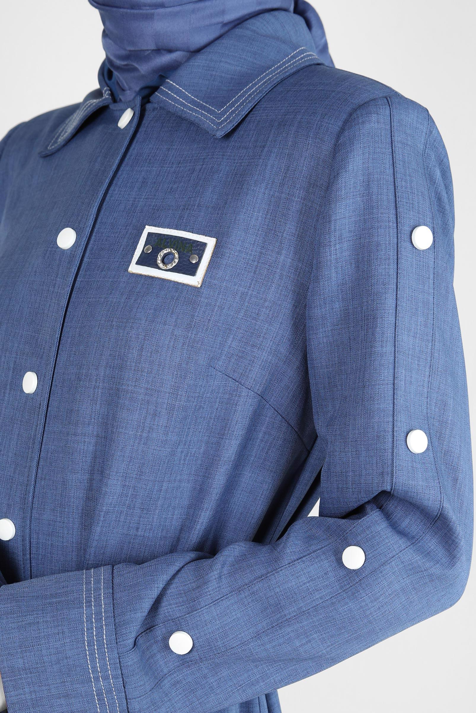 Vêtements hijab BLEU MARINE TRENCH-COAT CEINTURE COL CHEMISE 10779