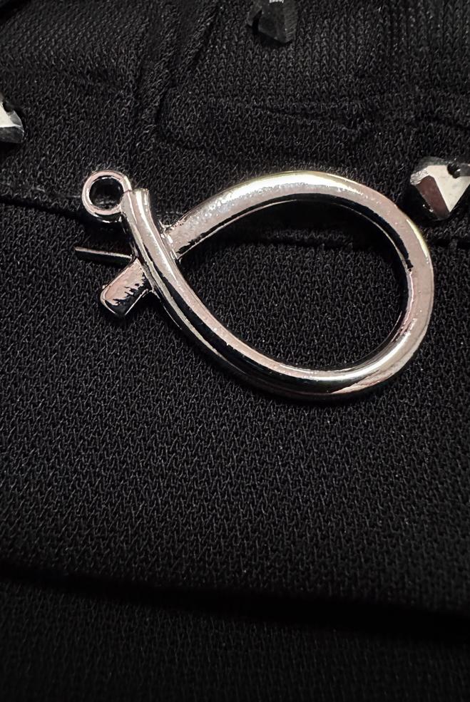 Vêtements hijab NOIR SURMANTEAU ZIPPÉ DÉTAIL GEM 20374 - ALVİNA