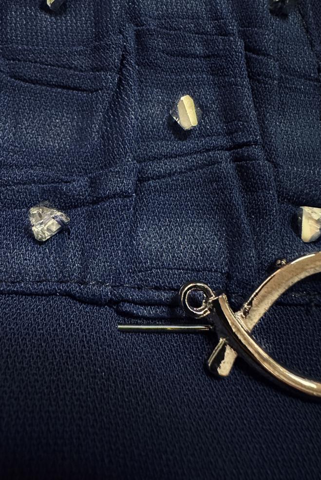 Vêtements hijab BLEU MARINE SURMANTEAU ZIPPÉ DÉTAIL GEM 20374 - ALVİNA