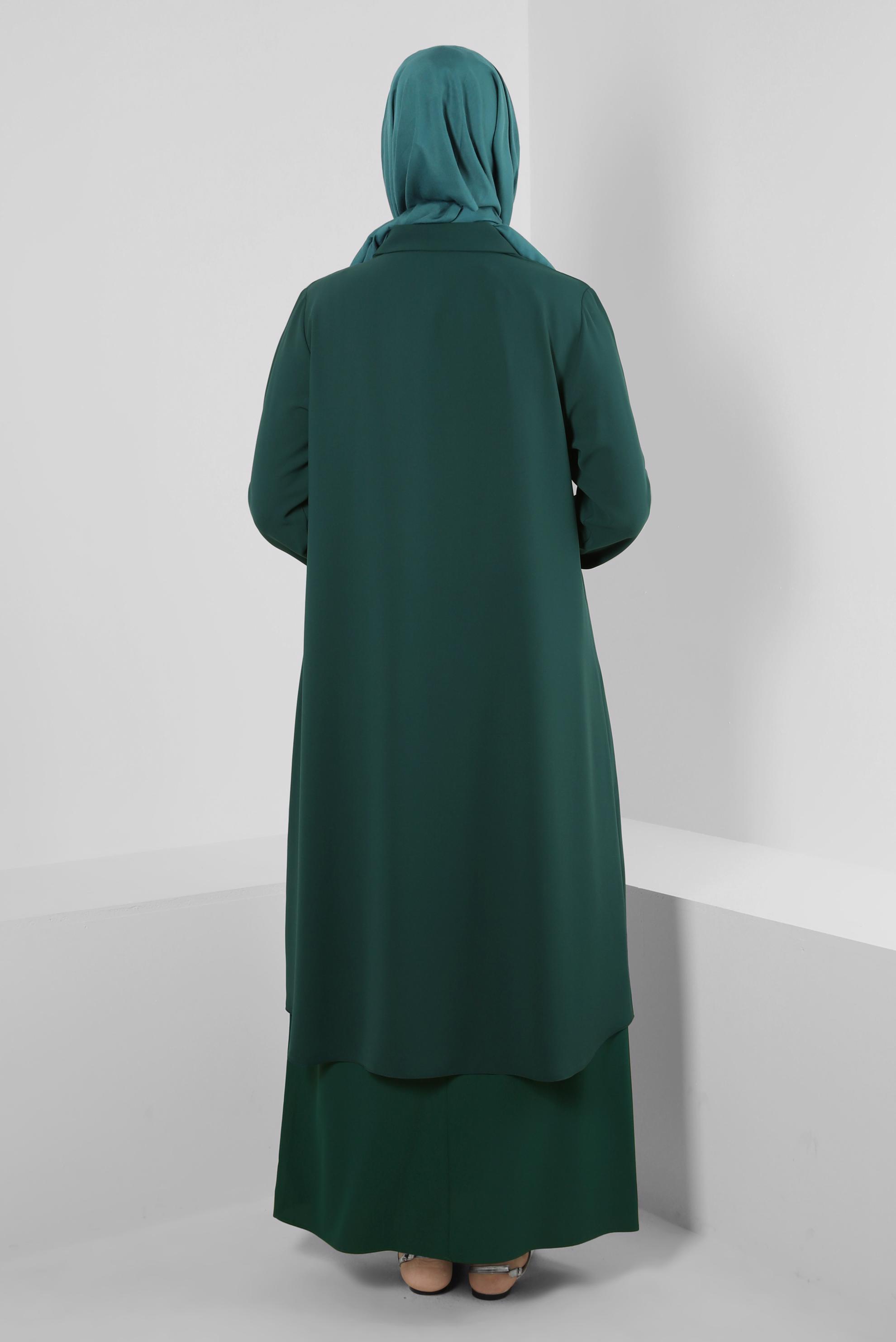 Vêtements hijab VERT SURMANTEAU ZIPPÉ DÉTAIL GEM 20374