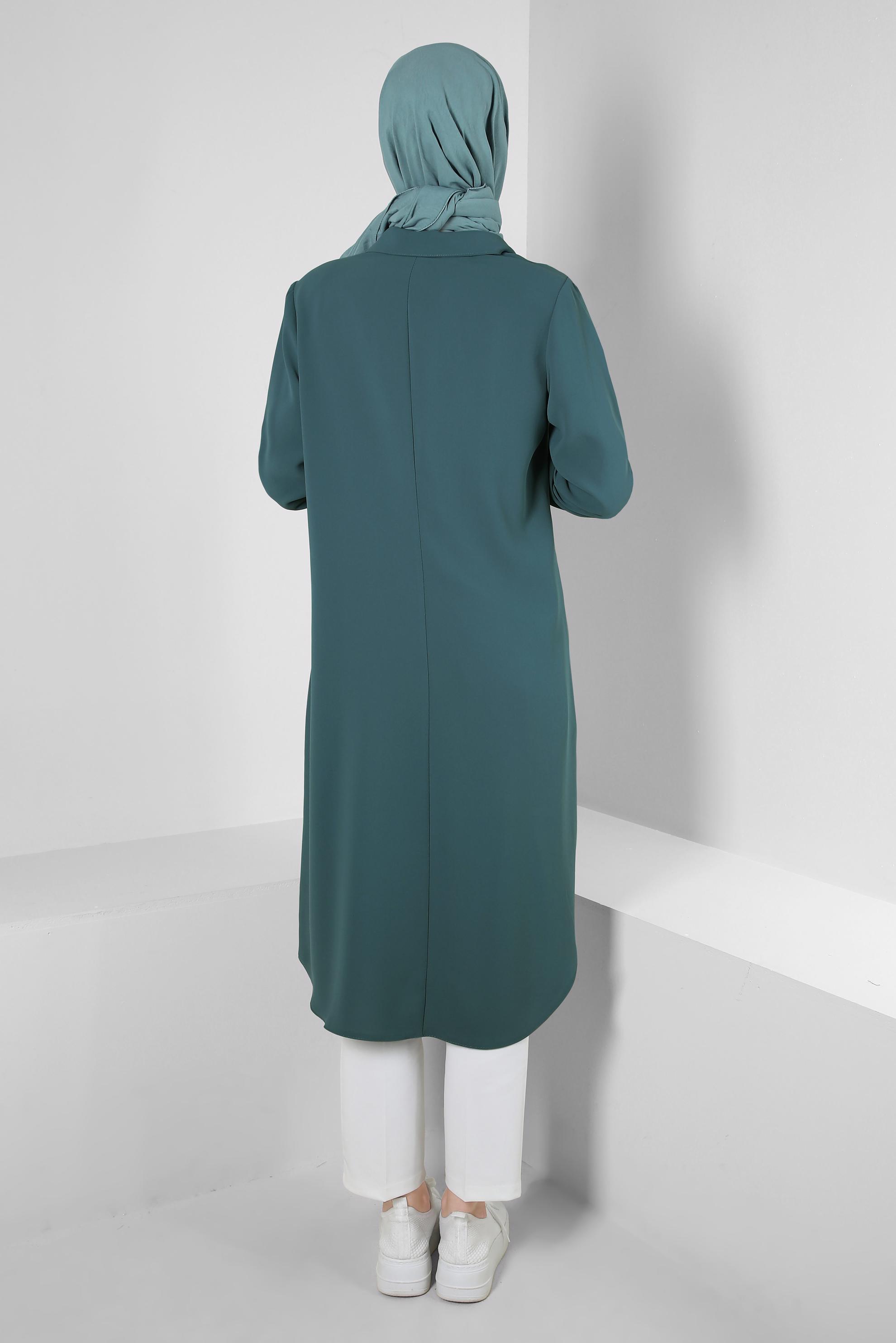 Tesettür giyim MAVİ METAL AKSESUARLI FERMUARLI GİY ÇIK 20375