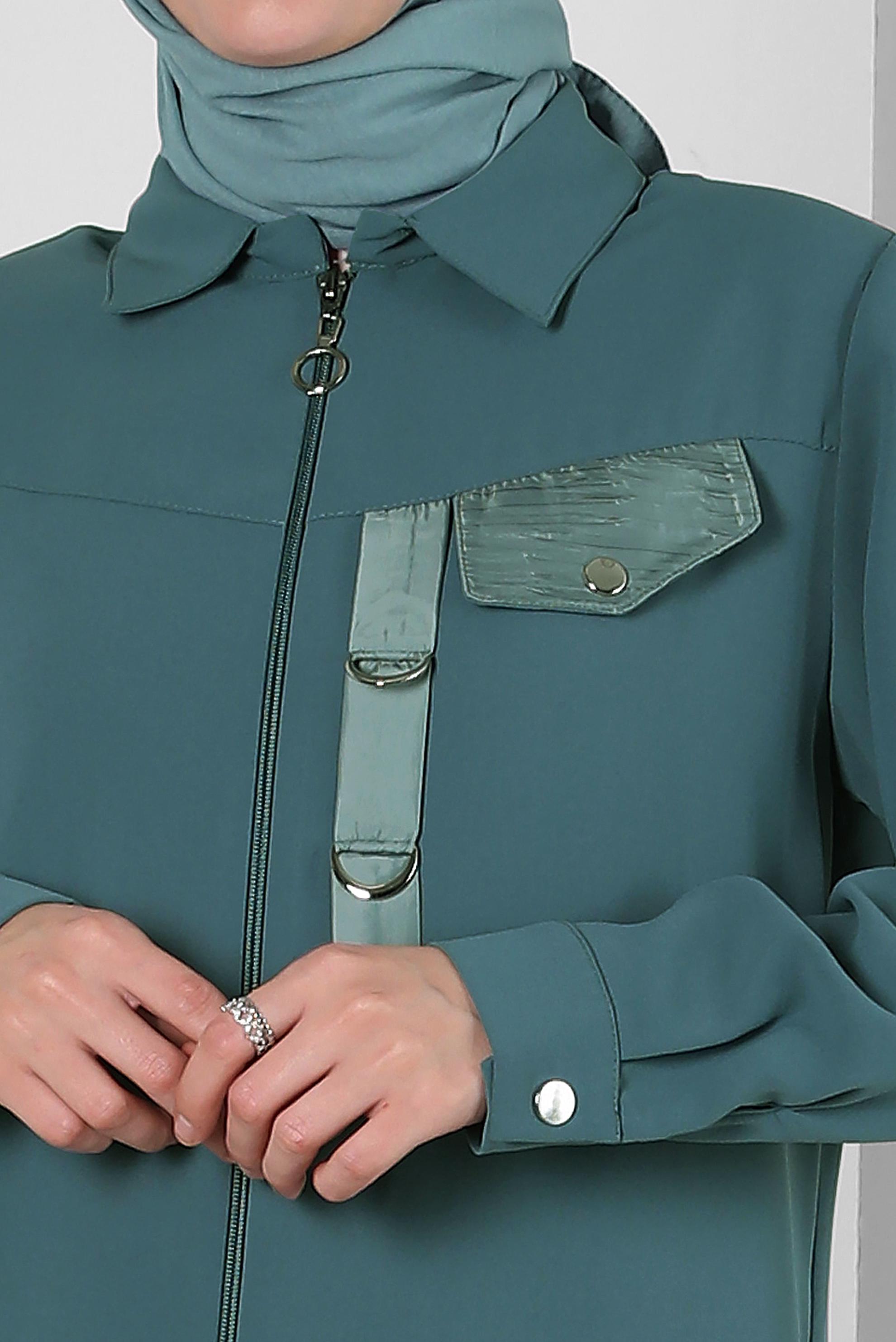 Tesettür giyim MAVİ METAL AKSESUARLI FERMUARLI GİY ÇIK 20375