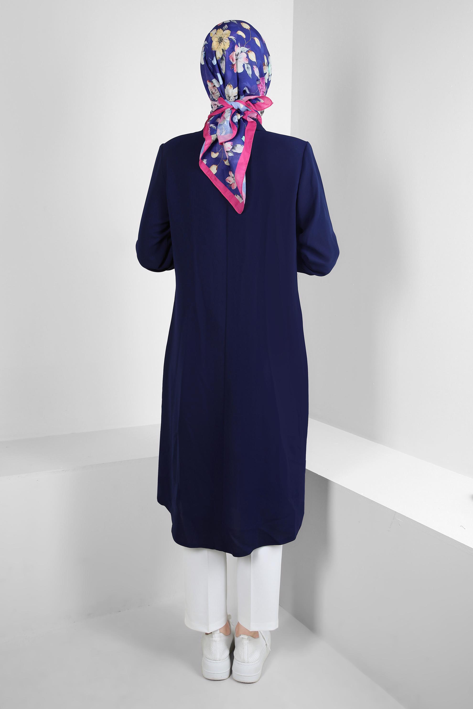 Tesettür giyim LACİVERT METAL AKSESUARLI FERMUARLI GİY ÇIK 20375