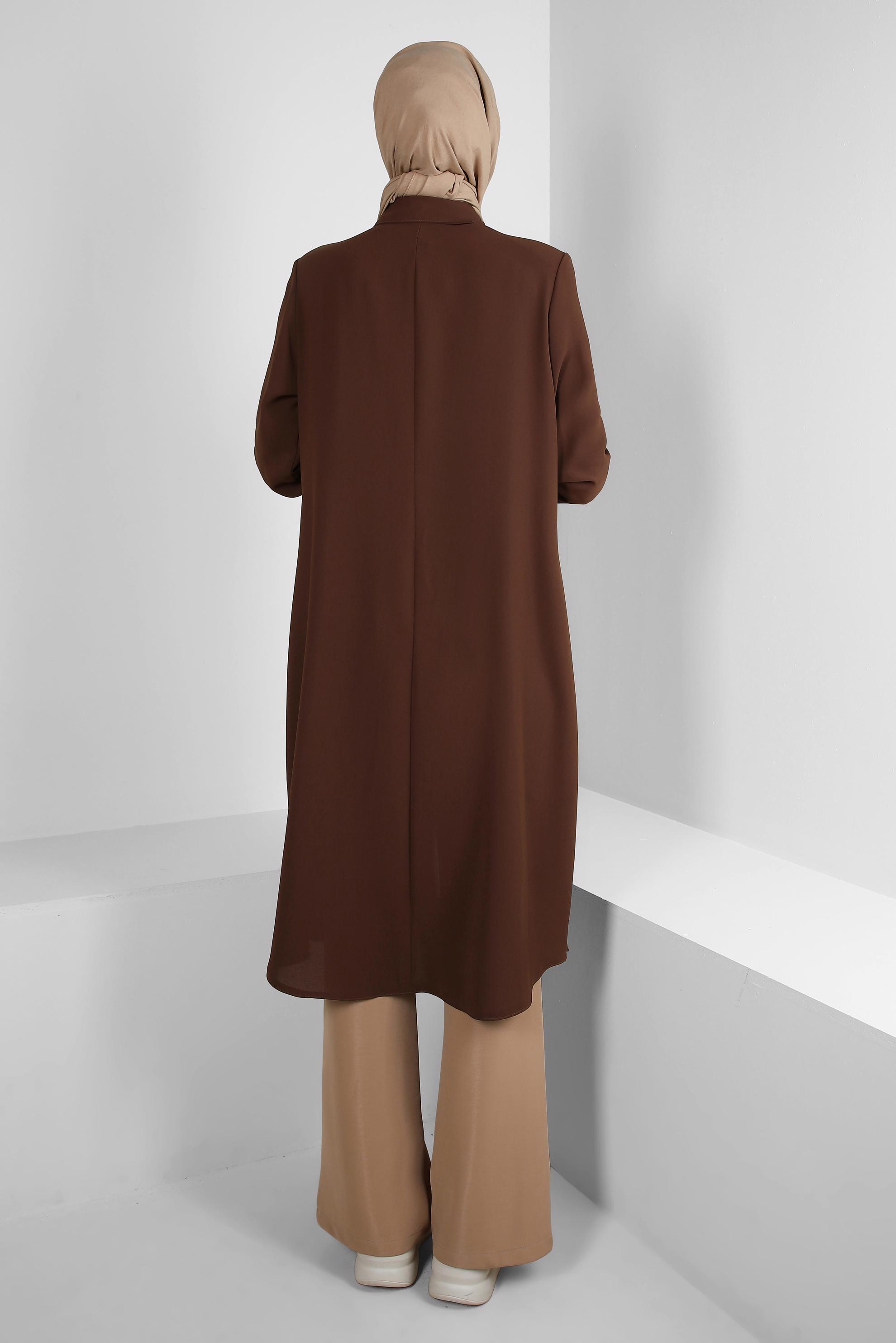 Tesettür giyim TABA METAL AKSESUARLI FERMUARLI GİY ÇIK 20375