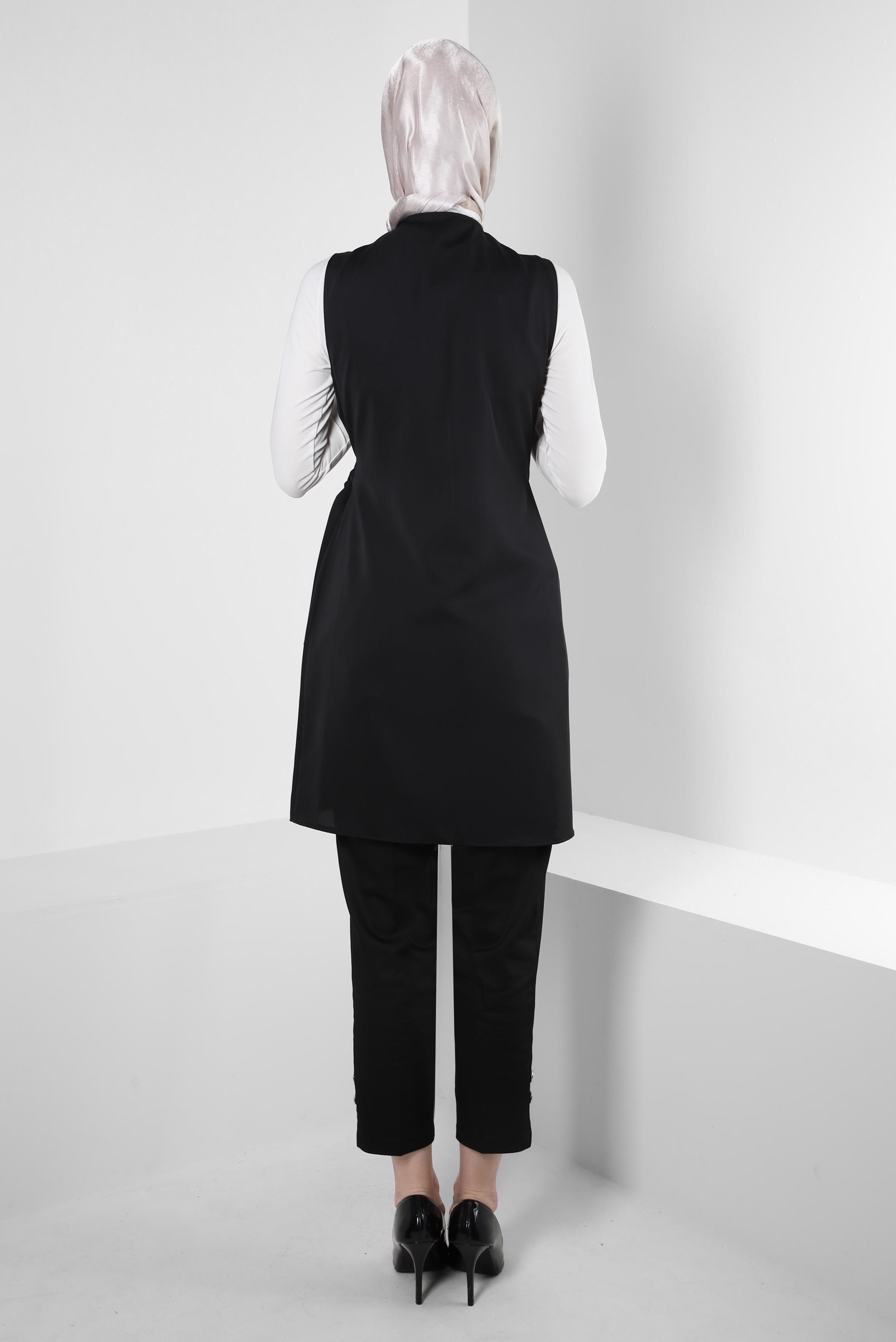 Vêtements hijab NOIR GILET ENVELOPPE CEINTURE 43875