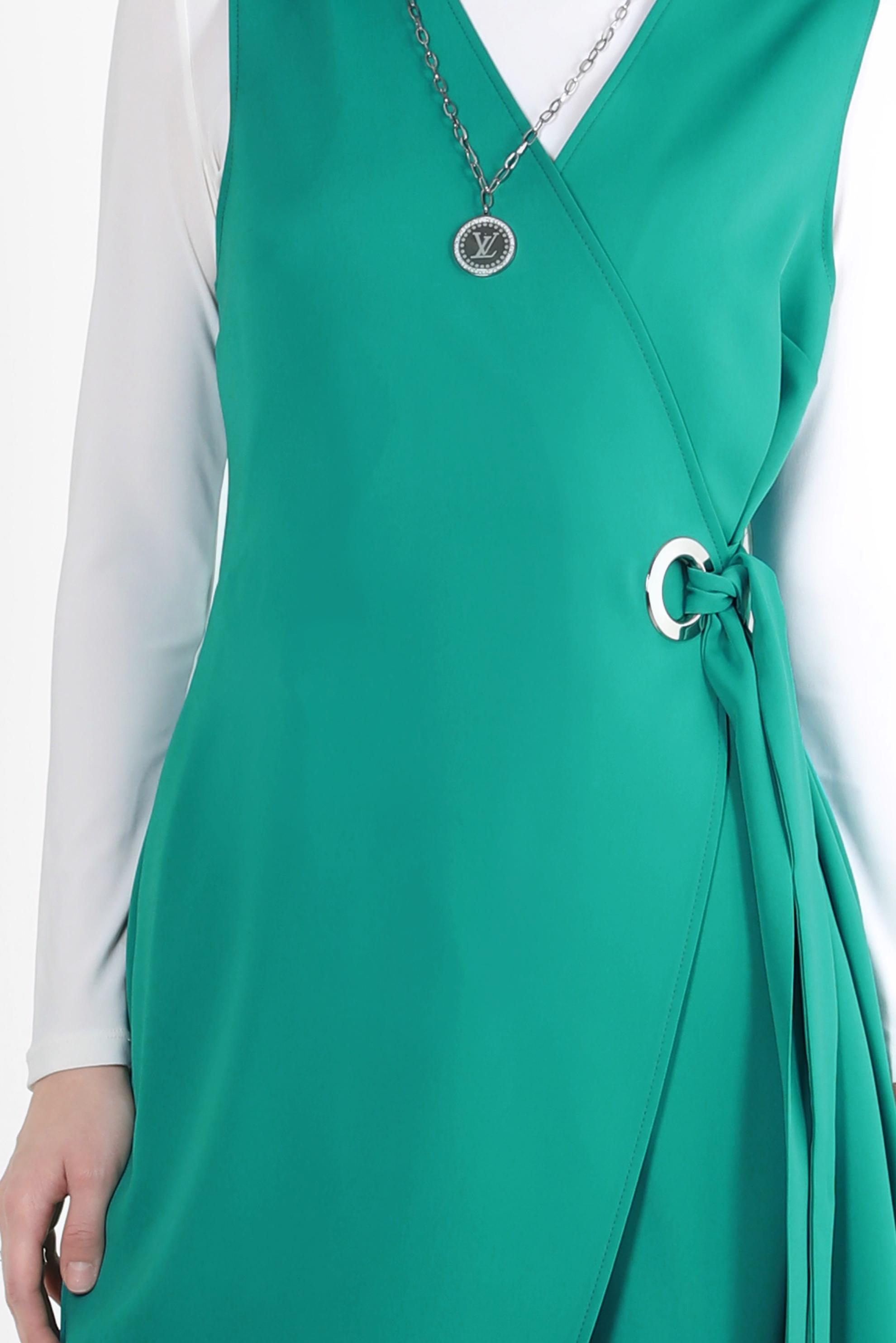 Vêtements hijab BLEU GILET ENVELOPPE CEINTURE 43875