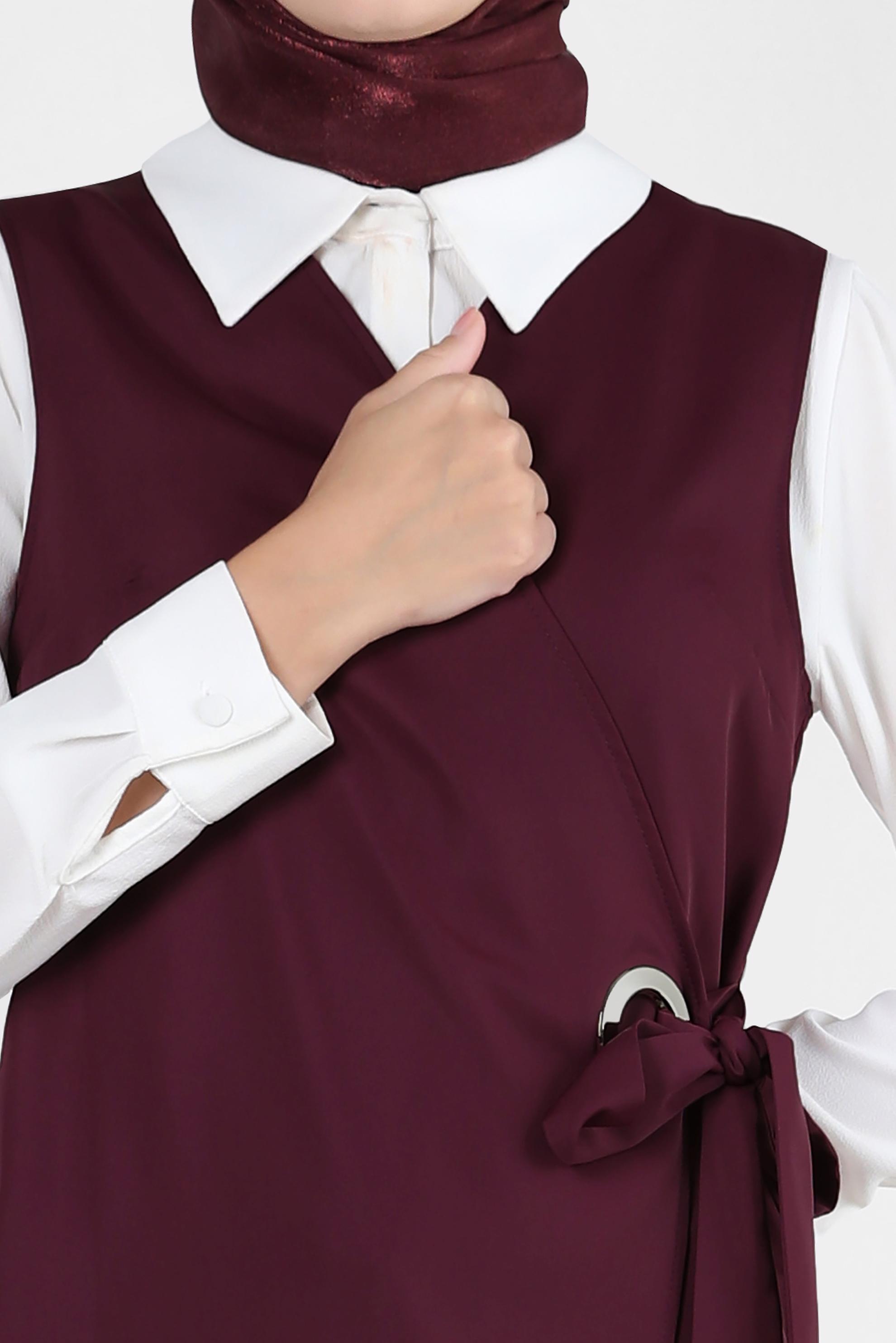 Tesettür giyim MOR KUŞAKLI ANVELOP YELEK 43875 