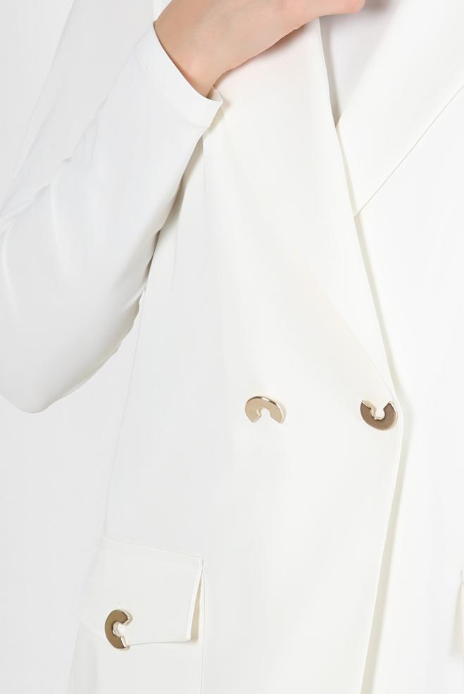 Vêtements hijab BLANC GILET DOUBLE BOUTONNAGE AVEC POCHES 43896 - ALVİNA