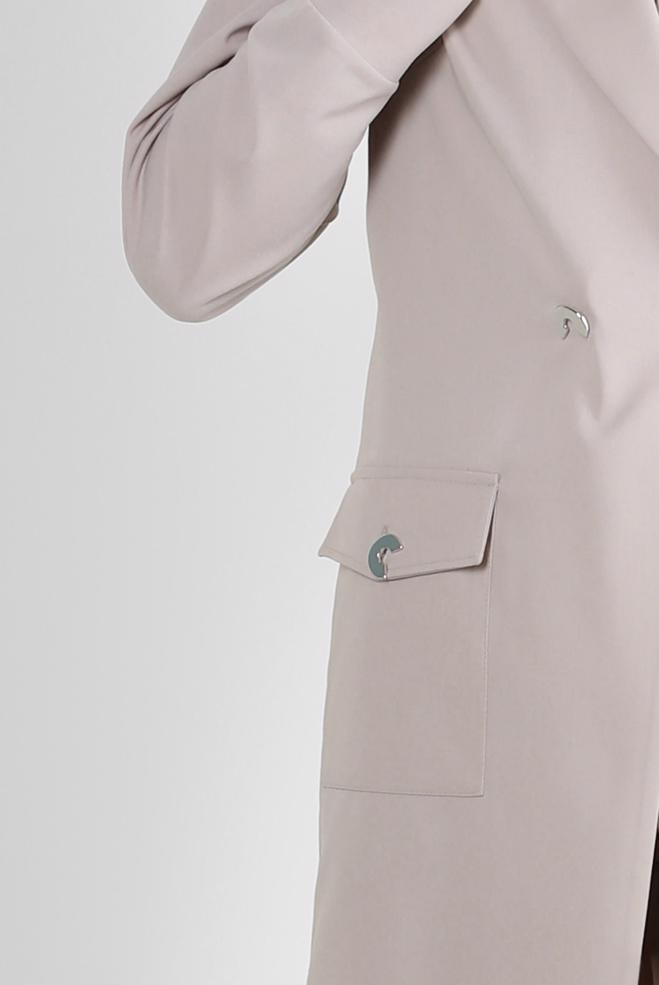 Vêtements hijab BEIGE GILET DOUBLE BOUTONNAGE AVEC POCHES 43896 - ALVİNA