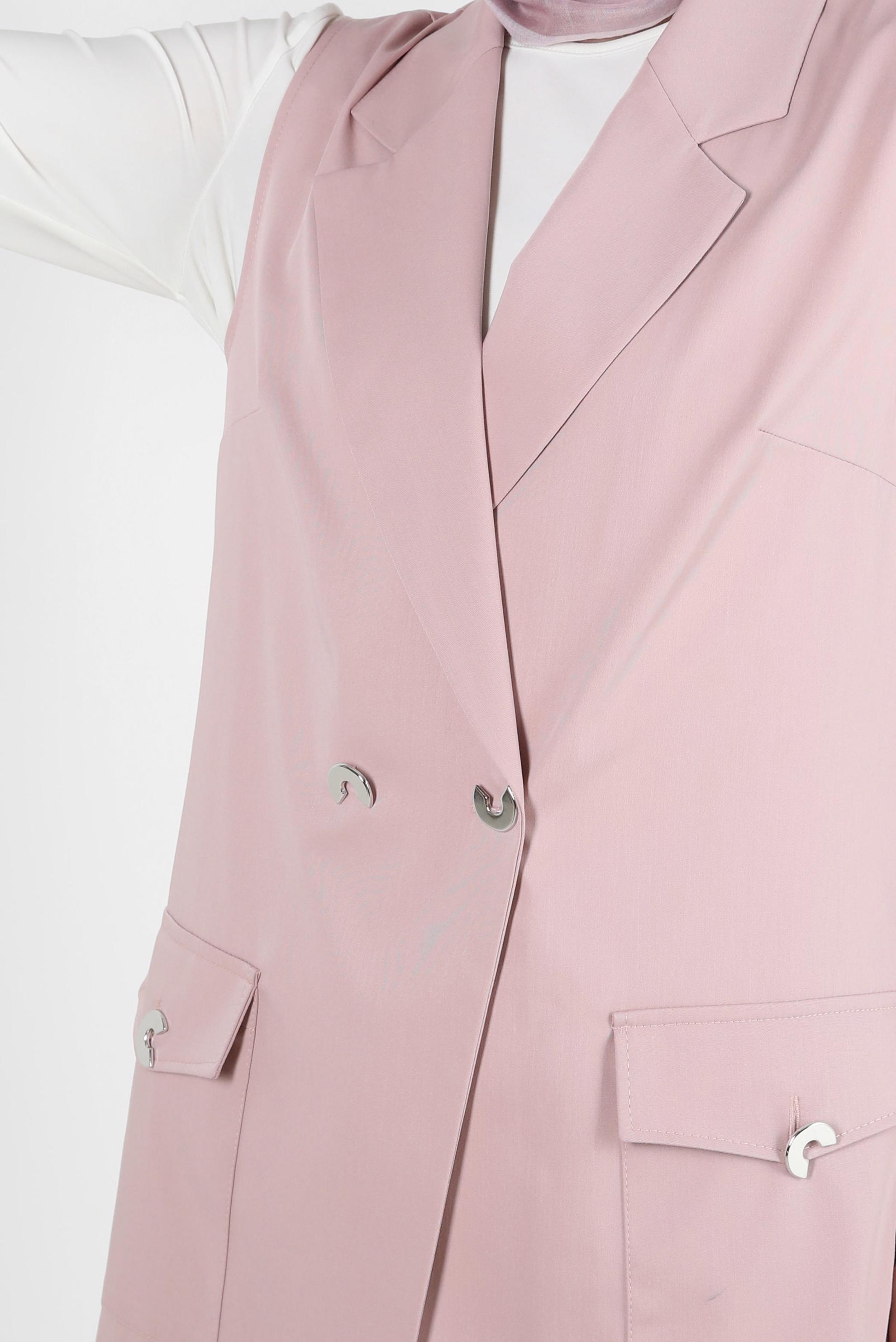 Vêtements hijab POUDRE GILET DOUBLE BOUTONNAGE AVEC POCHES 43896