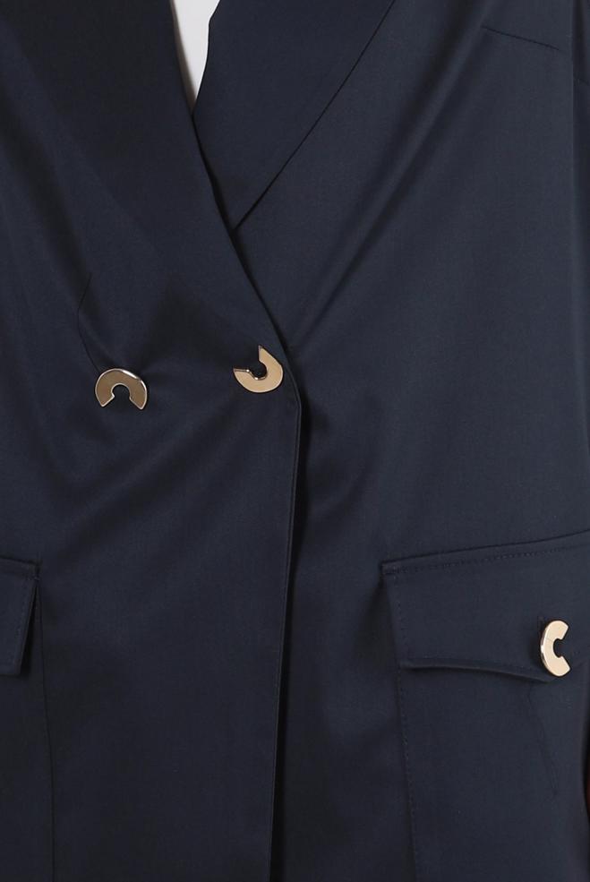 Vêtements hijab BLEU MARINE GILET DOUBLE BOUTONNAGE AVEC POCHES 43896 - ALVİNA