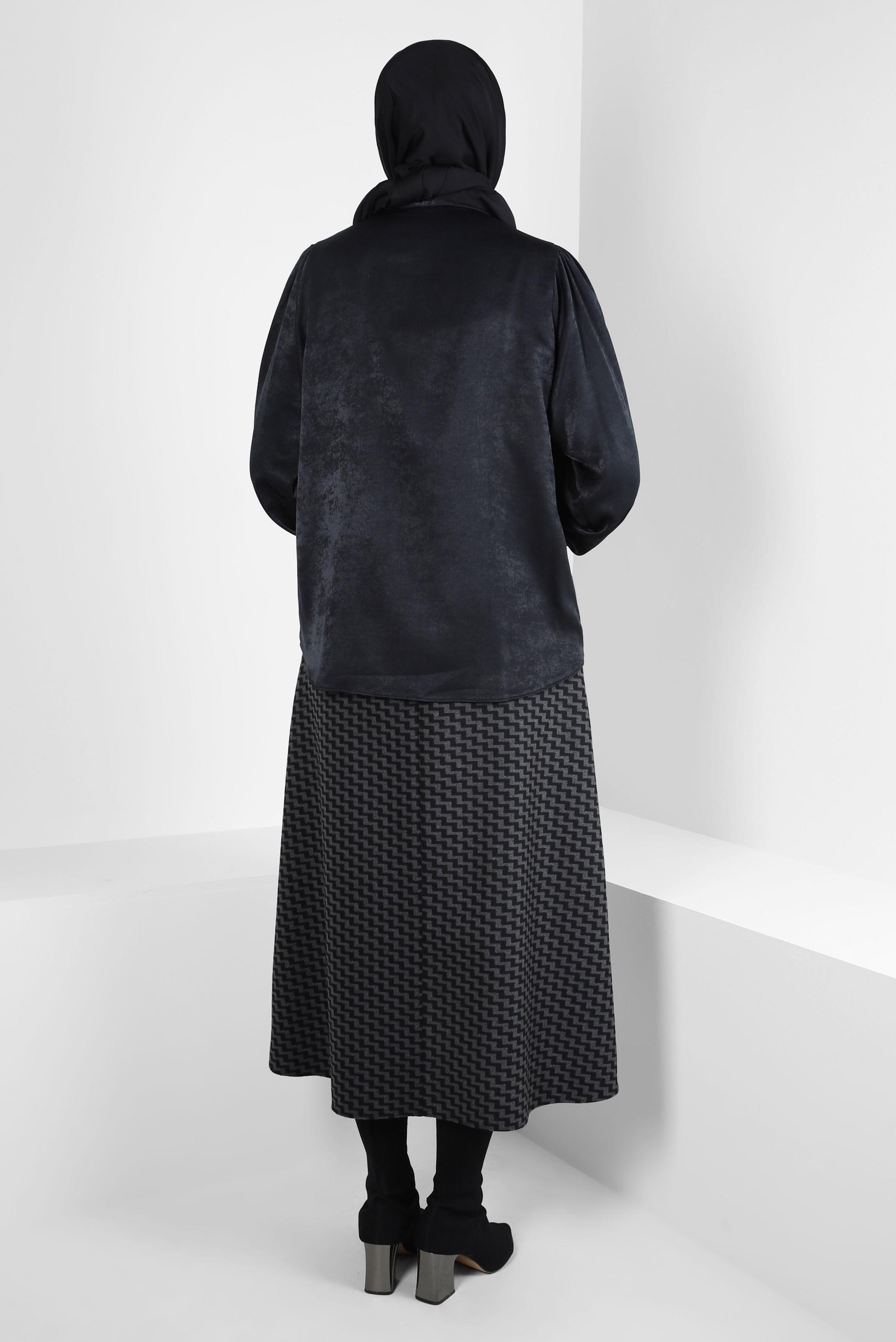 Vêtements hijab NOIR BLOUSE COL CHEMISE 44329