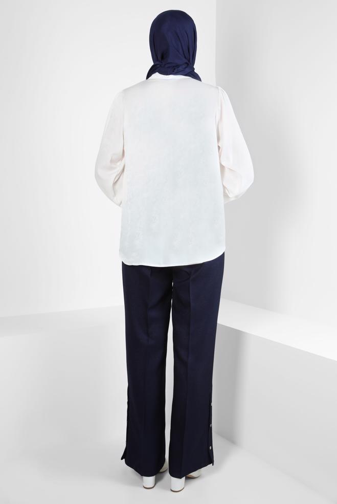 Vêtements hijab BLANC BLOUSE COL CHEMISE 44329 - ALVİNA
