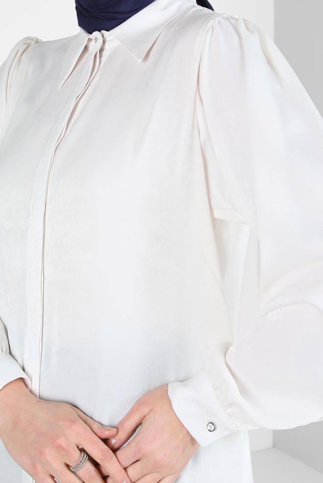 Vêtements hijab BLANC BLOUSE COL CHEMISE 44329 - ALVİNA