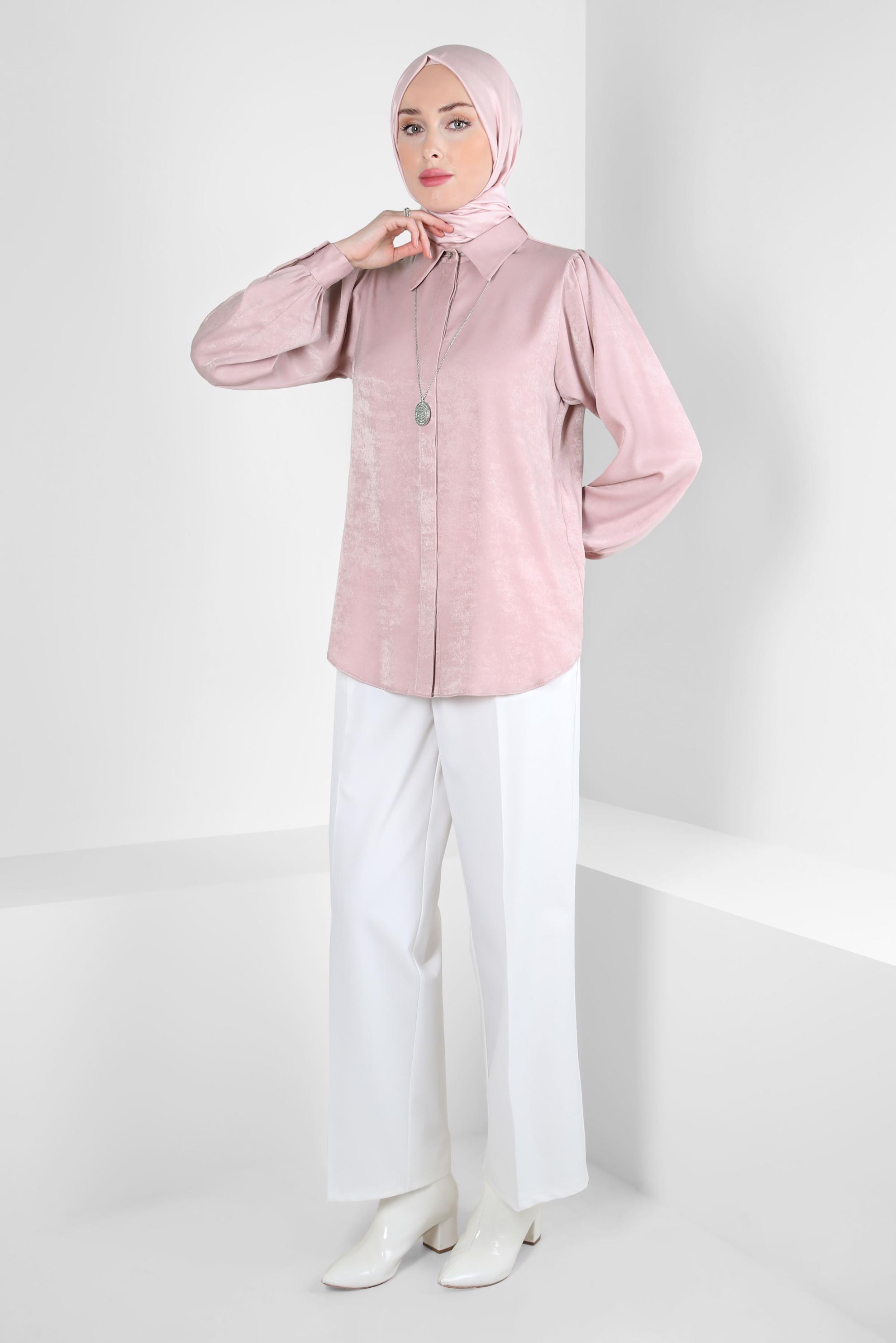 Vêtements hijab POUDRE BLOUSE COL CHEMISE 44329