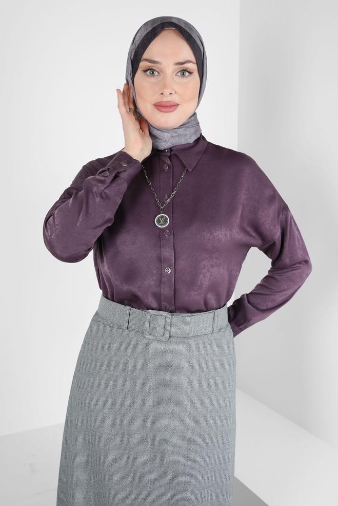 Hijab clothing BROWN SHIRT BLOUSE 44330 - ALVİNA
