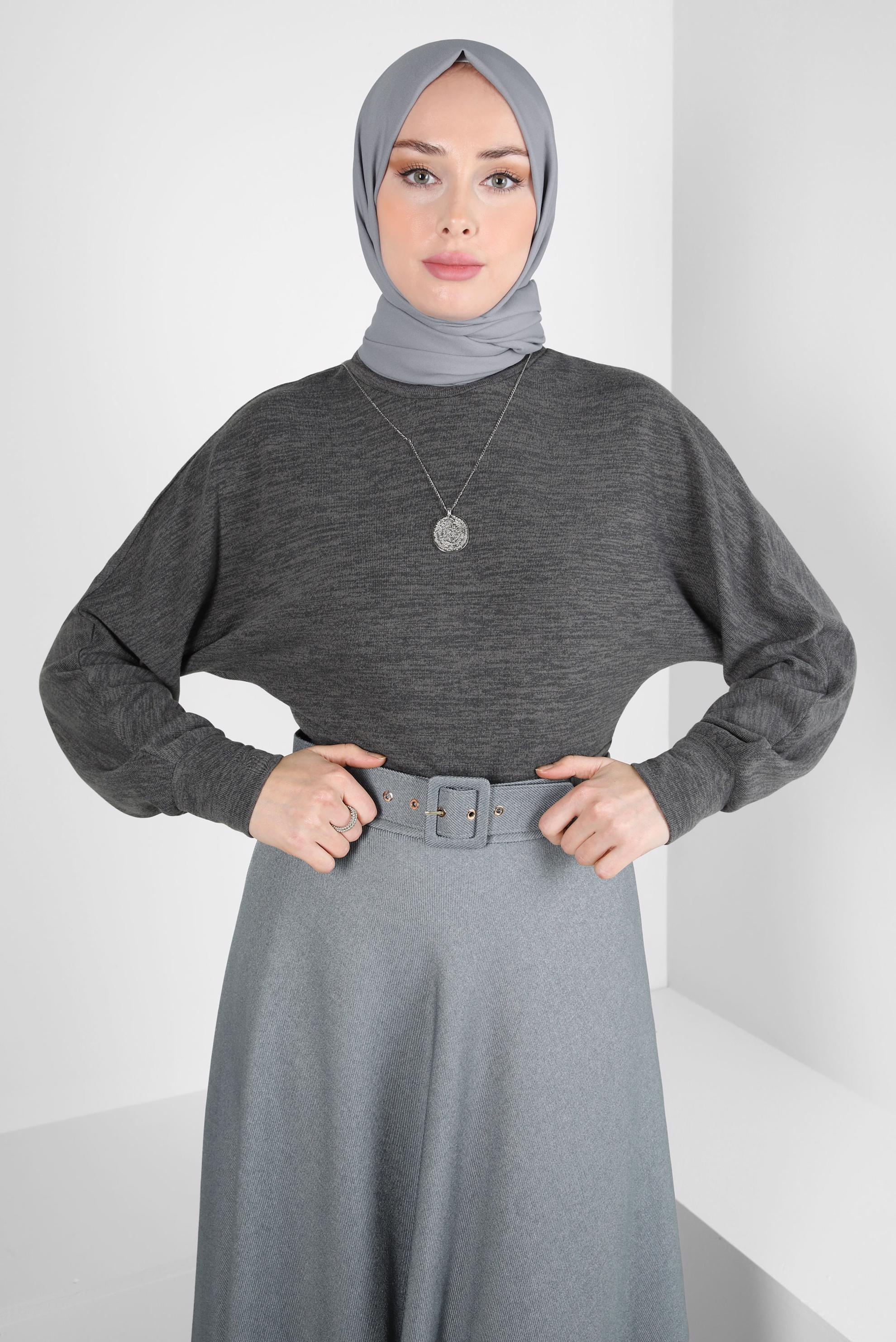 Vêtements hijab GRIS BLOUSE À MANCHES BAT-WING 44335