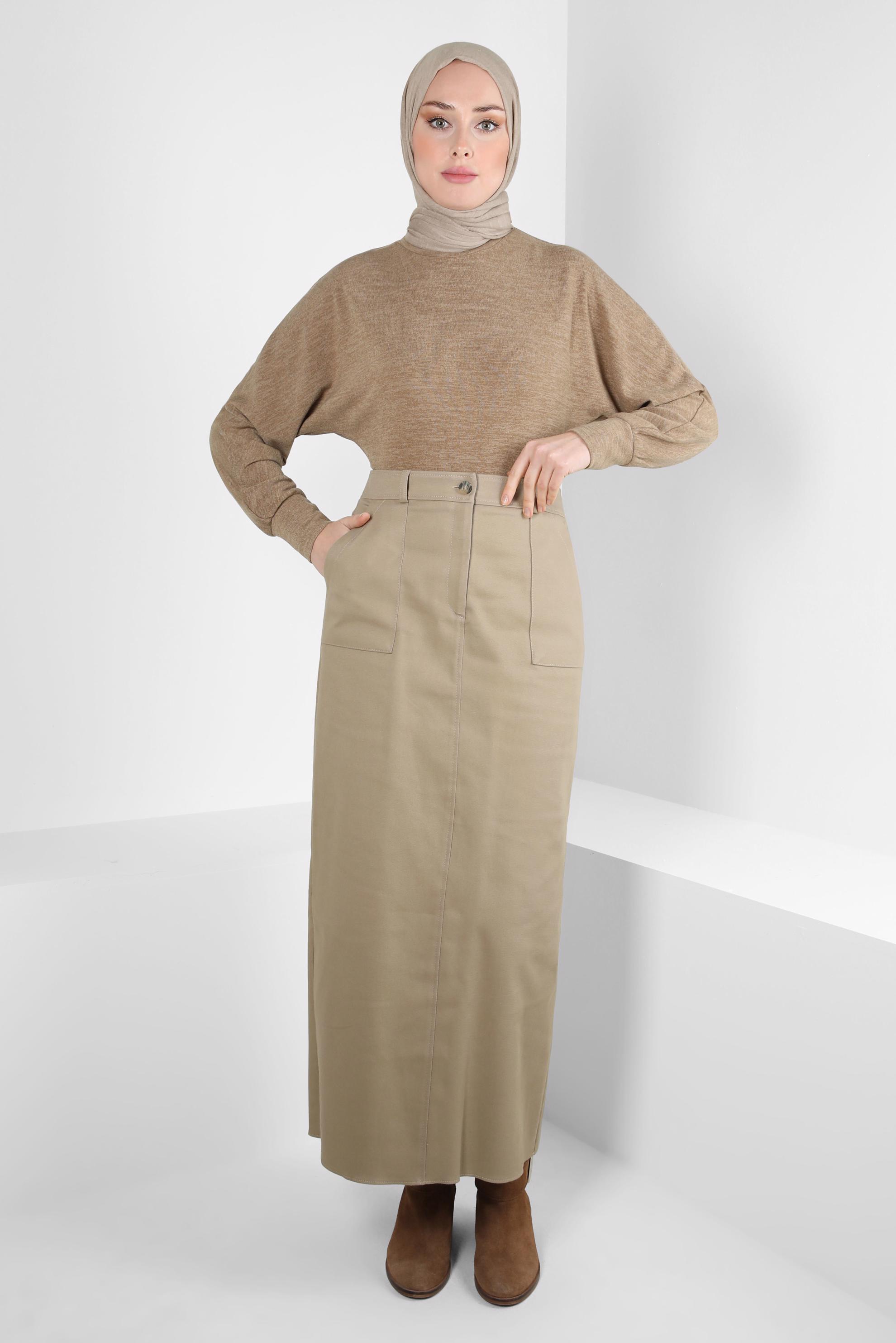 Vêtements hijab BRUN BLOUSE À MANCHES BAT-WING 44335