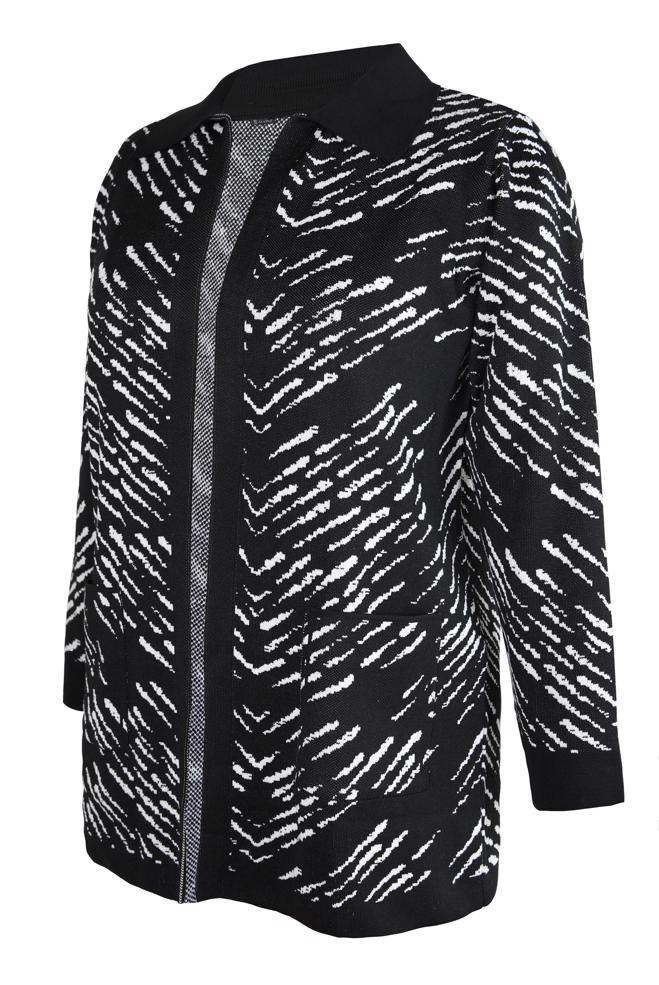 Vêtements hijab NOIR CARDIGAN EN TRICOT À MOTIFS 20460 - ALVİNA
