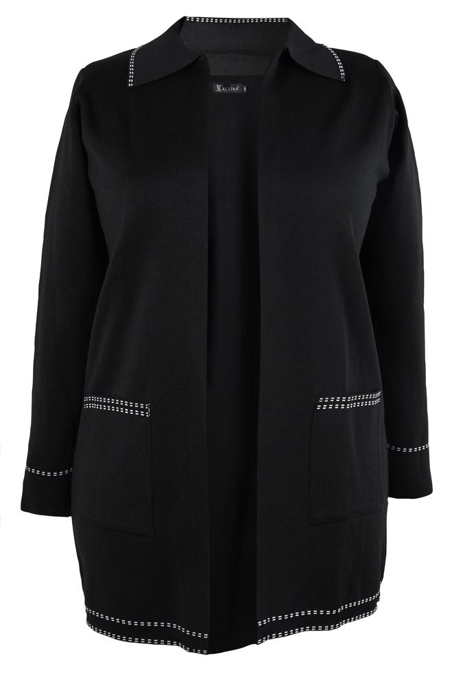 Vêtements hijab NOIR VESTE EN MAILLE 20461 - ALVİNA