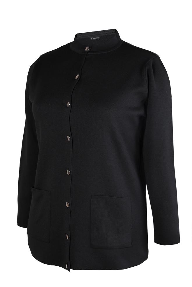 Vêtements hijab NOIR VESTE EN MAILLE AVEC POCHES 20462 - ALVİNA