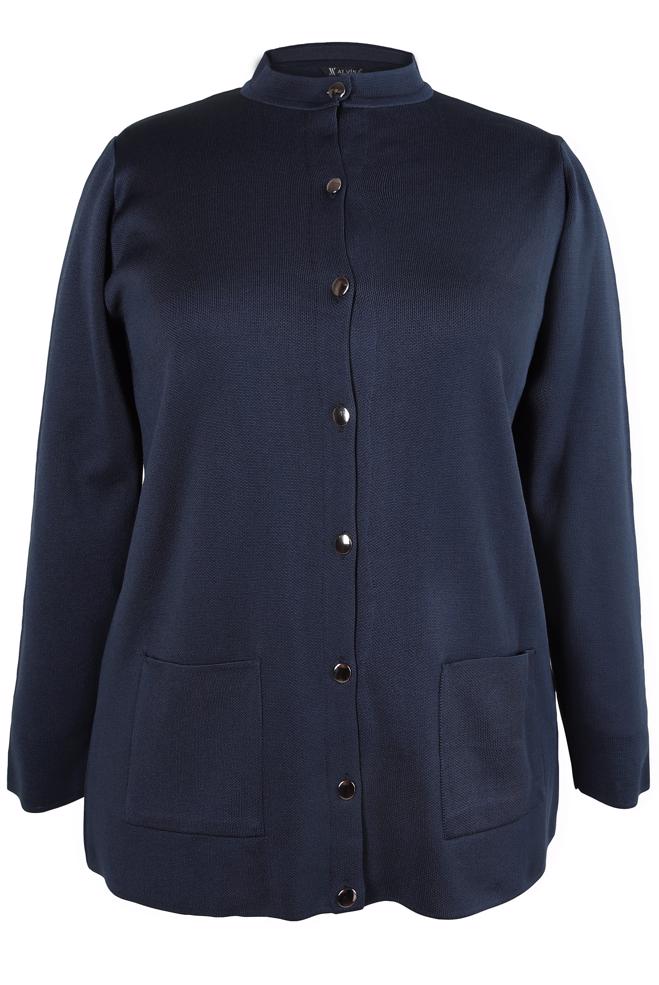 Vêtements hijab BLEU MARINE VESTE EN MAILLE AVEC POCHES 20462 - ALVİNA