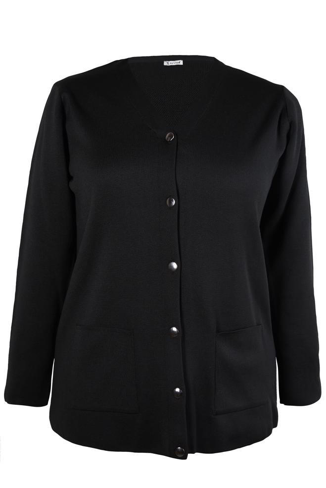 Vêtements hijab NOIR VESTE EN MAILLE 20463 - ALVİNA