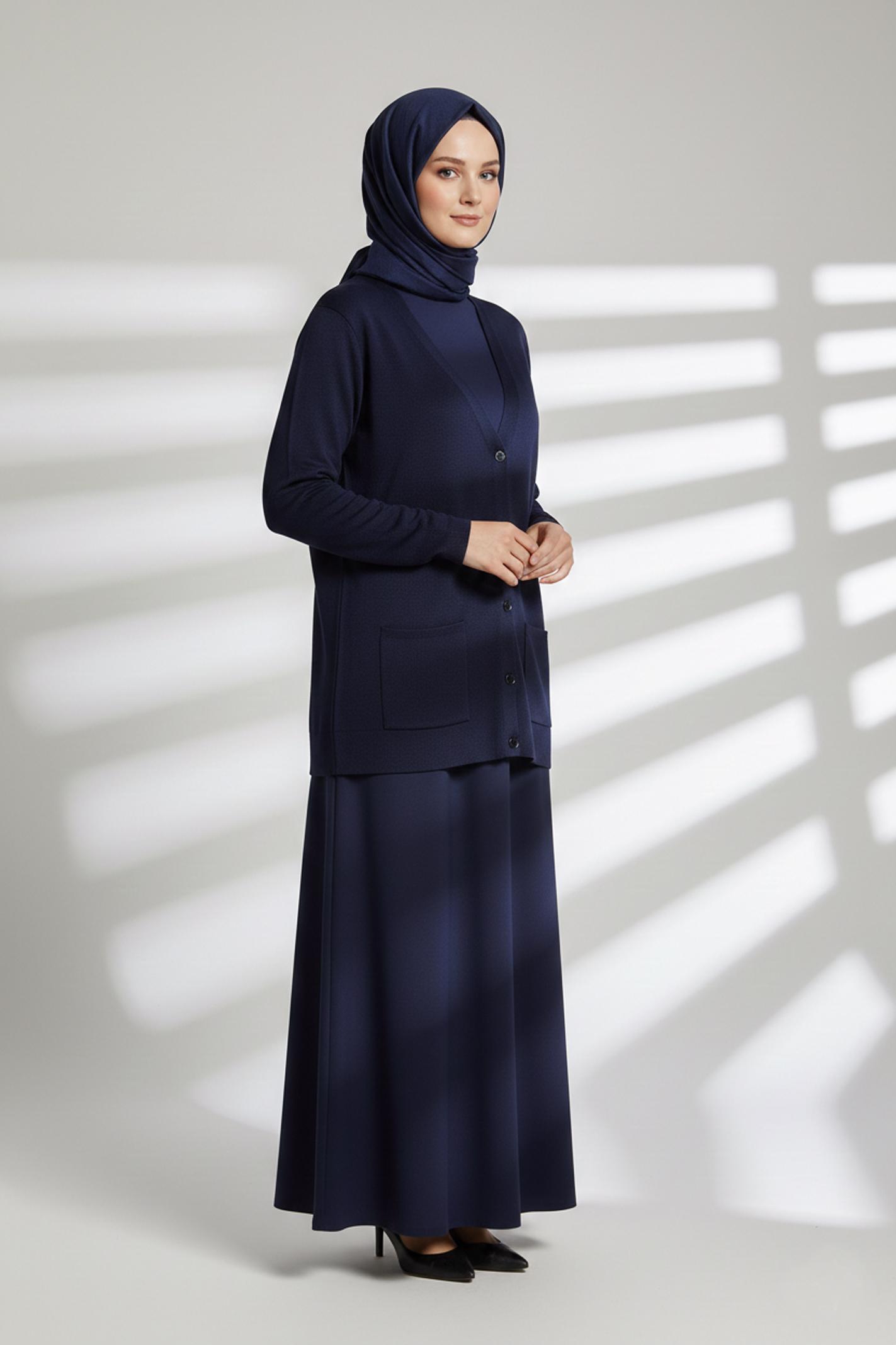Vêtements hijab BLEU MARINE VESTE EN MAILLE 20463
