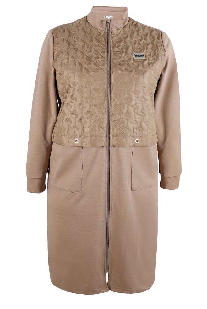 Hijab clothing BEIGE EYELET DETAIL JACKET 20475 - ALVİNA