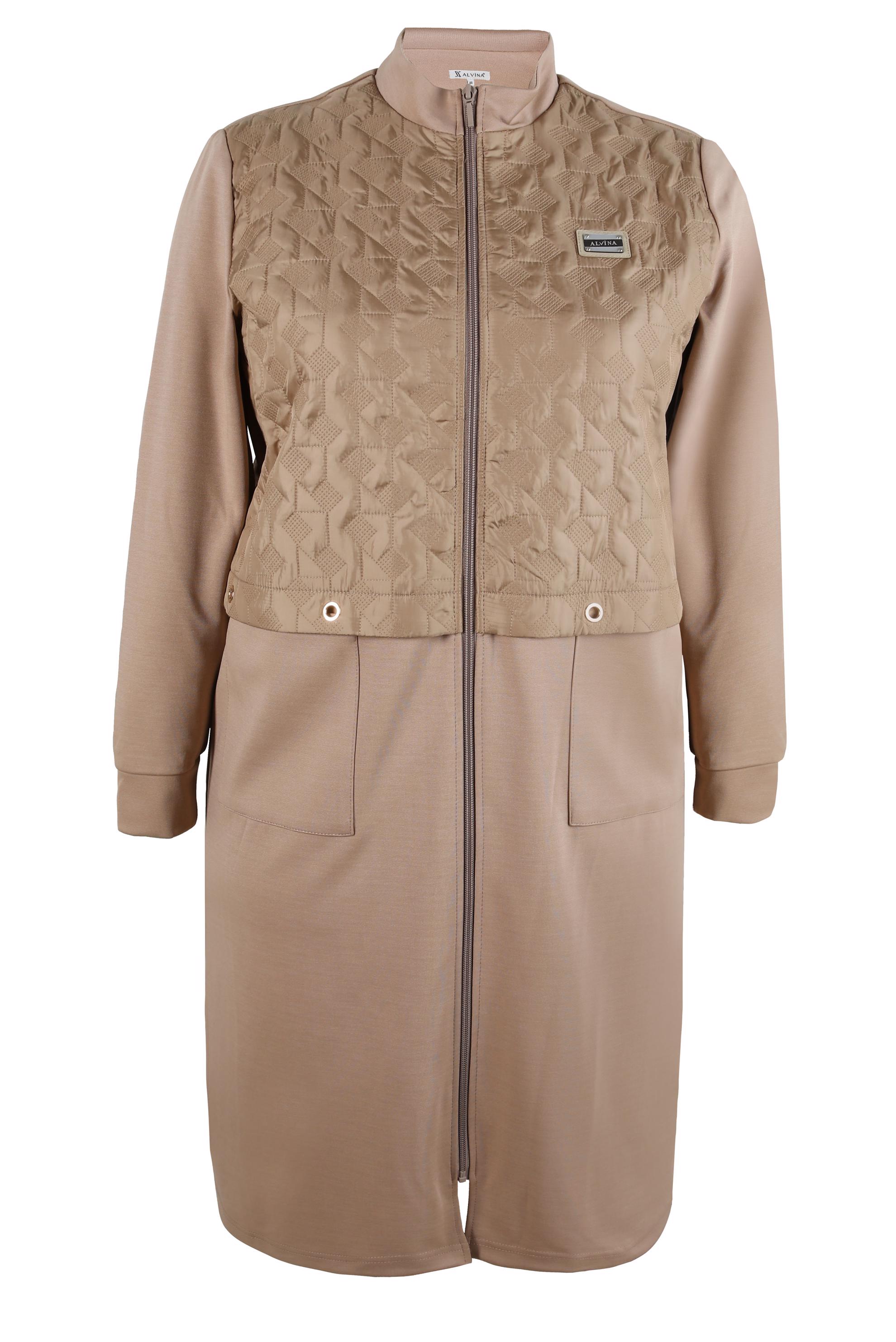 Tesettür giyim BEJ KUŞGÖZÜ DETAYLI GİY ÇIK 20475