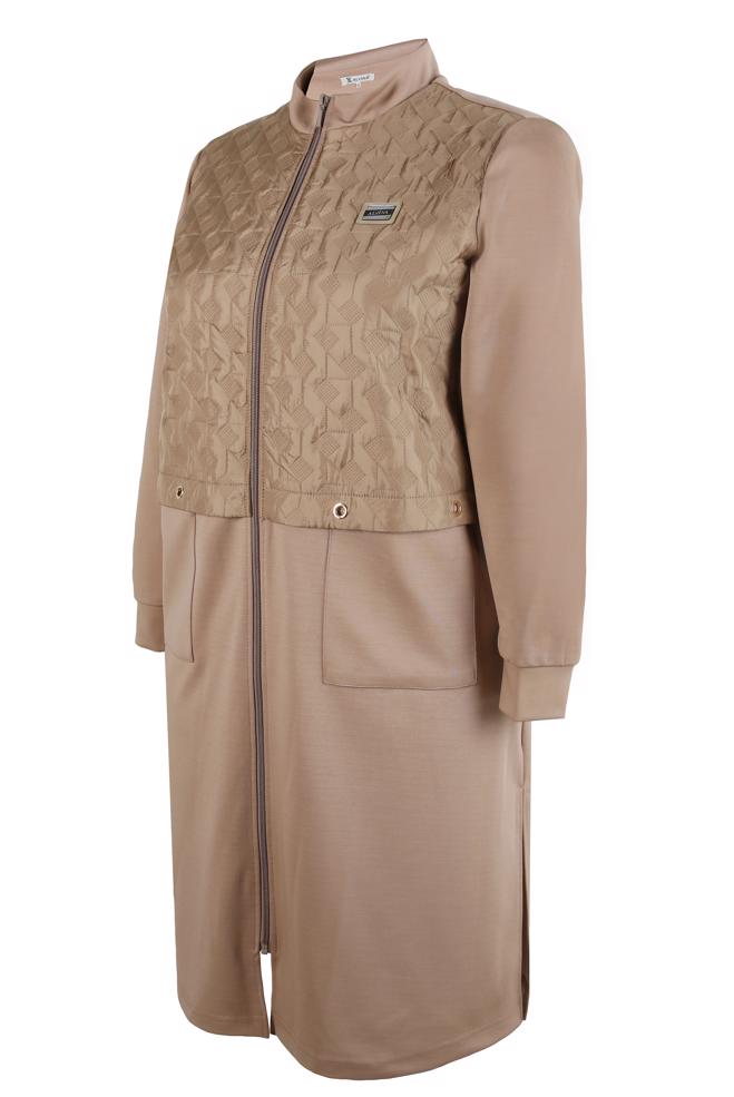 Hijab clothing BEIGE EYELET DETAIL JACKET 20475 - ALVİNA