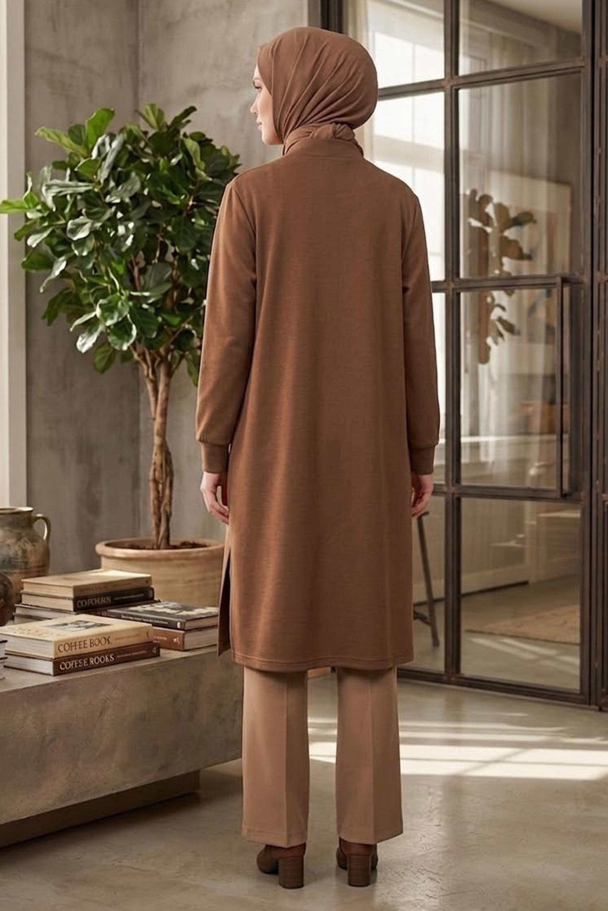 Tesettür giyim KAHVE 20475 8528 GİY ÇIK 44/50 TEK44