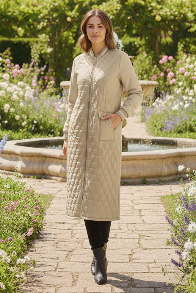 Vêtements hijab BEIGE VESTE MATELASSÉE 20476 - ALVİNA