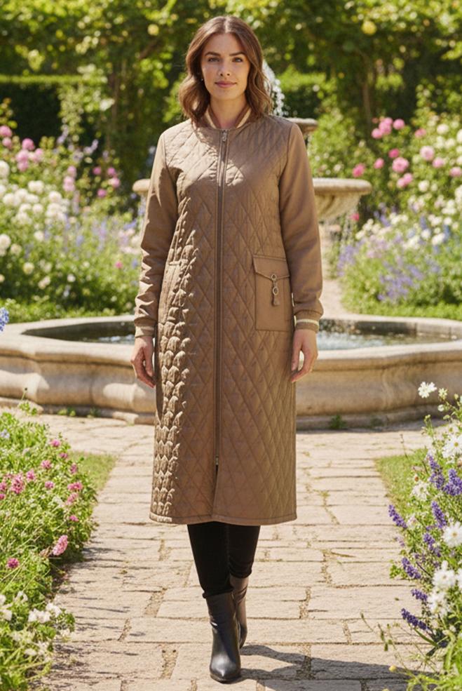 Vêtements hijab BRUN VESTE MATELASSÉE 20476 - ALVİNA