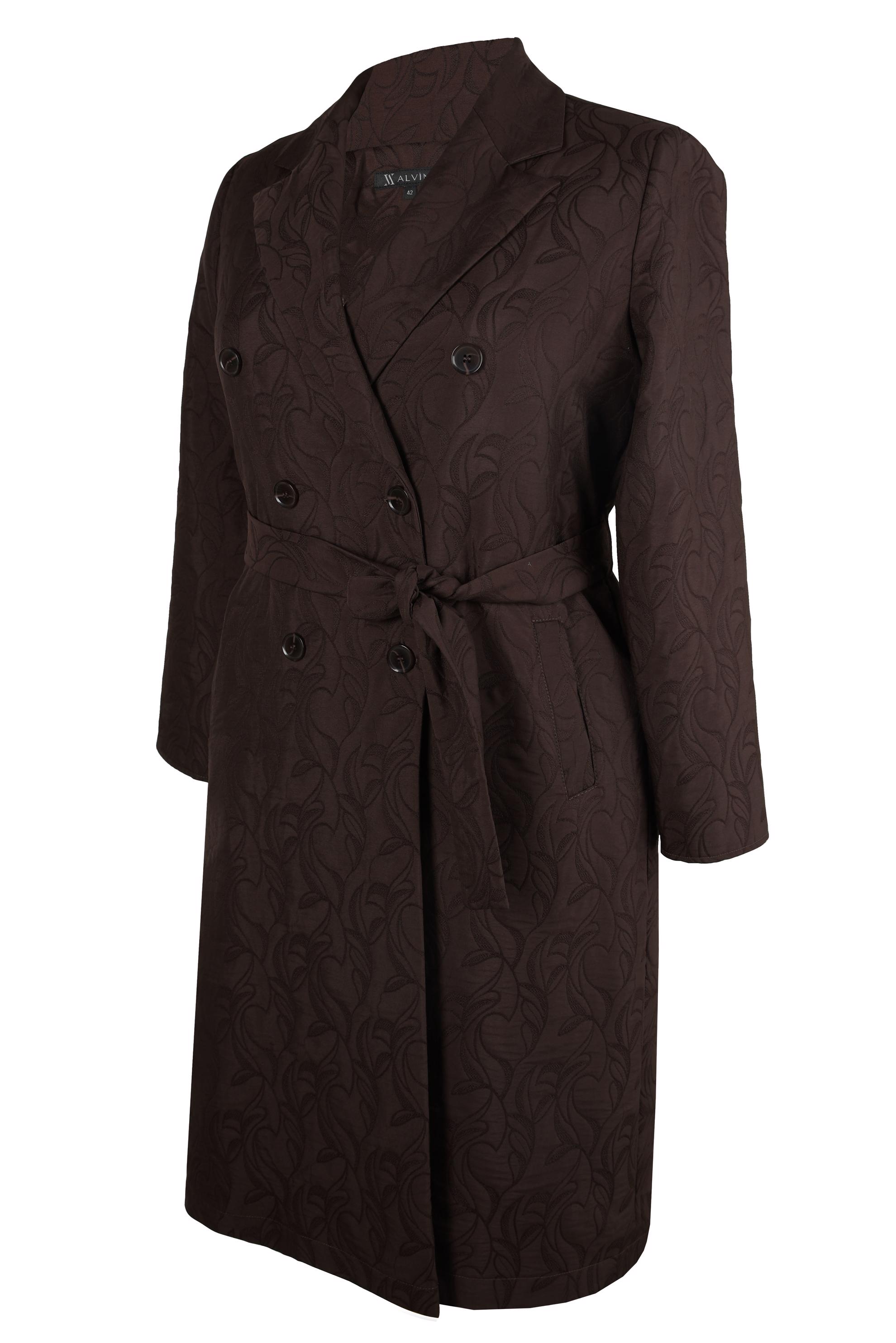 Tesettür giyim KAHVE KENDİNDEN DESENLİ GİY ÇIK 20487