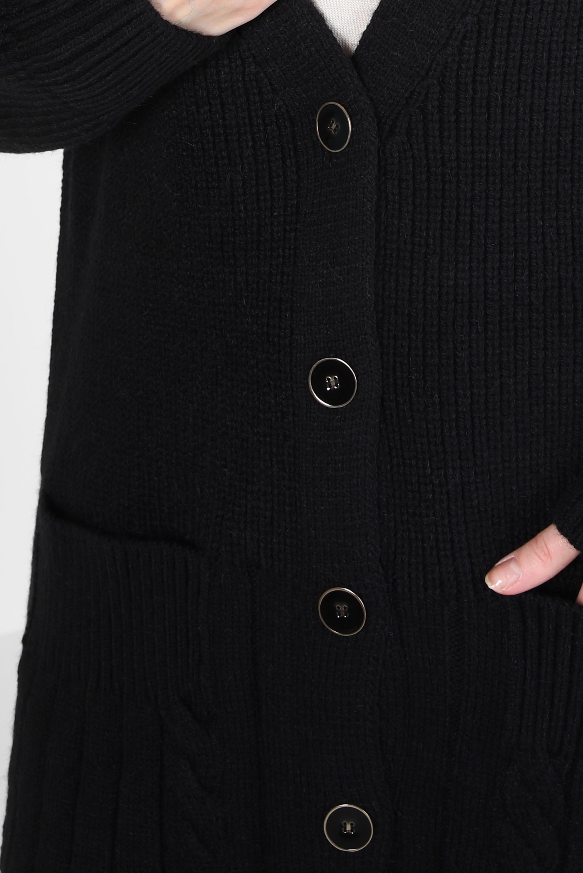 Tesettür giyim SİYAH CEPLİ TRİKO HIRKA 44119