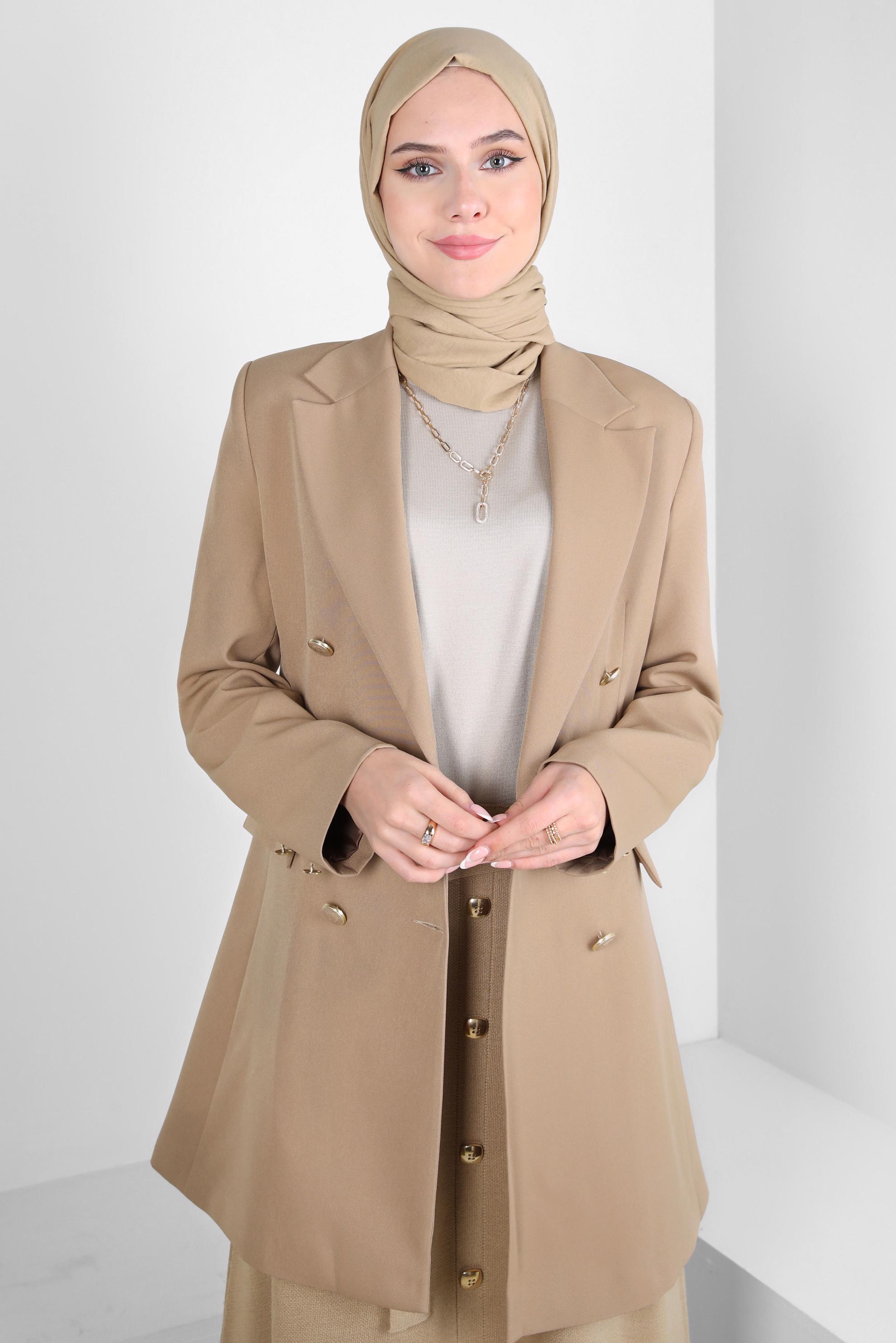 Tesettür giyim KAHVE BLAZER CEKET 44169