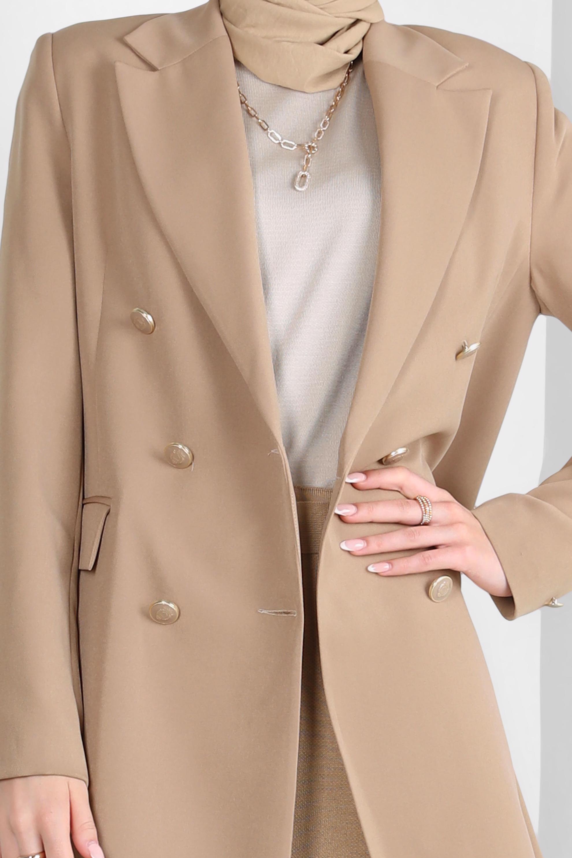 Tesettür giyim KAHVE BLAZER CEKET 44169
