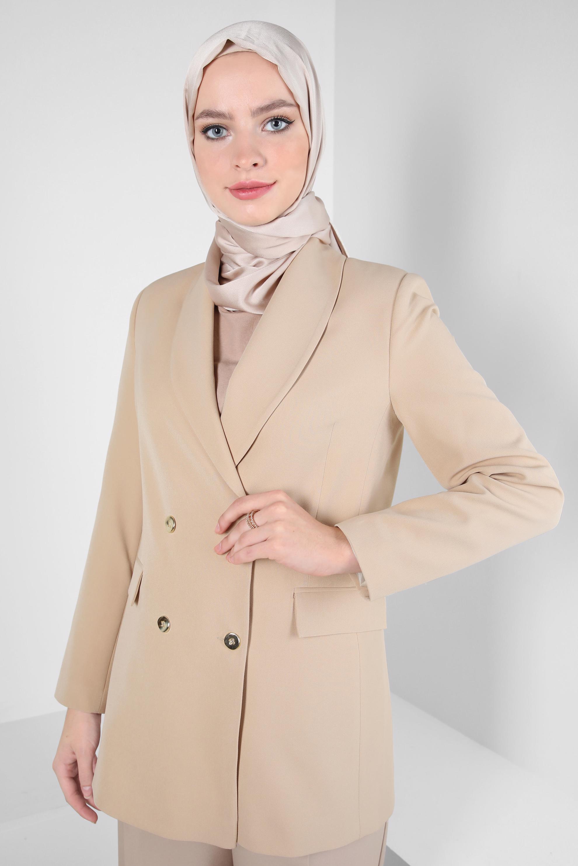Tesettür giyim BEJ BLAZER CEKET 44174