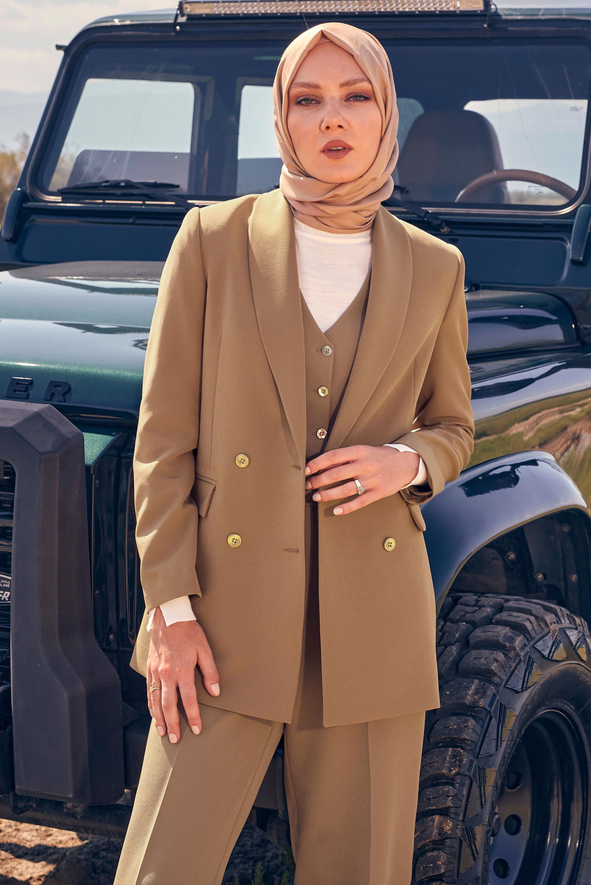 Tesettür giyim BEJ BLAZER CEKET 44174