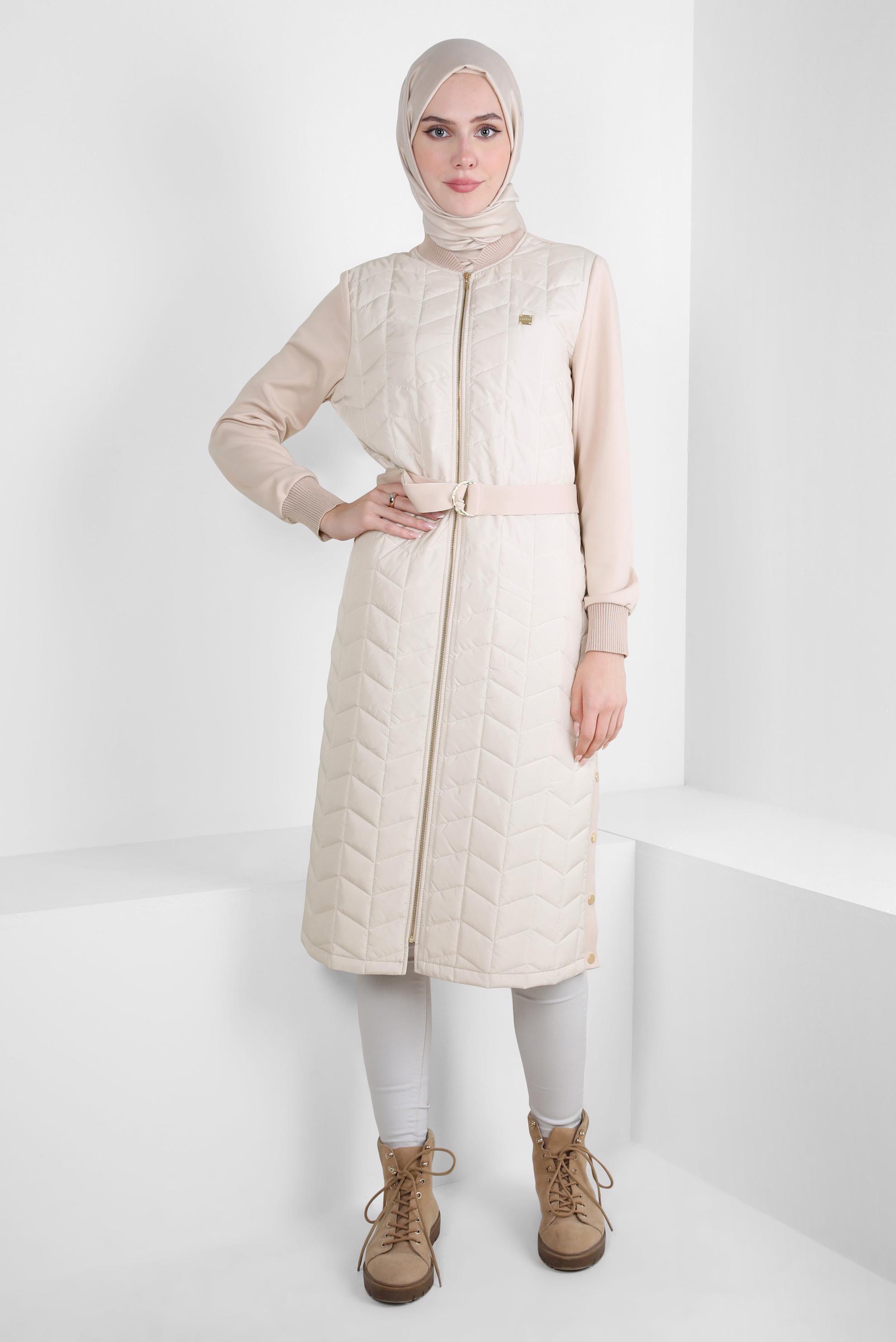 Hijab clothing BEIGE BELTED JACKET 44204