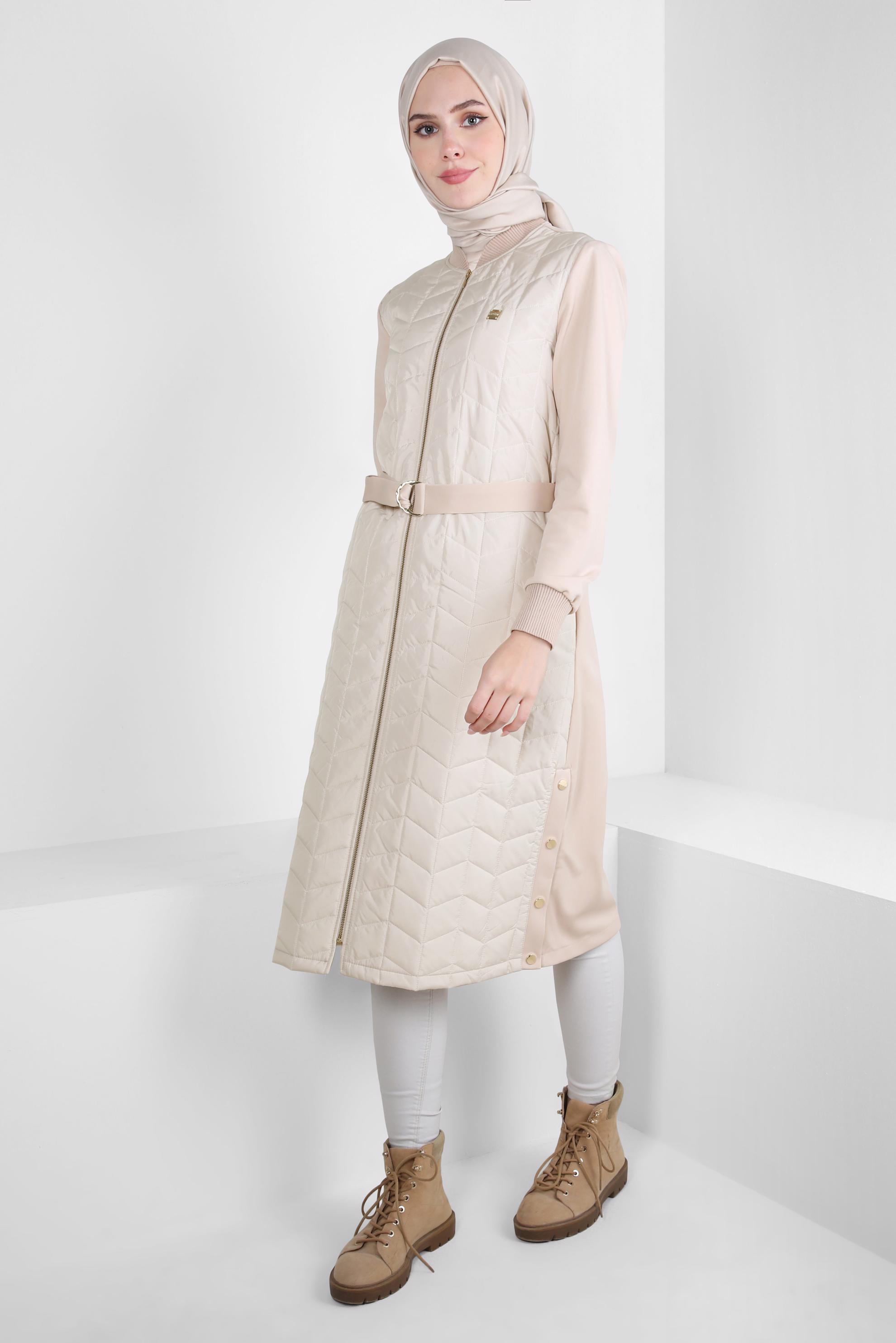 Hijab clothing BEIGE BELTED JACKET 44204