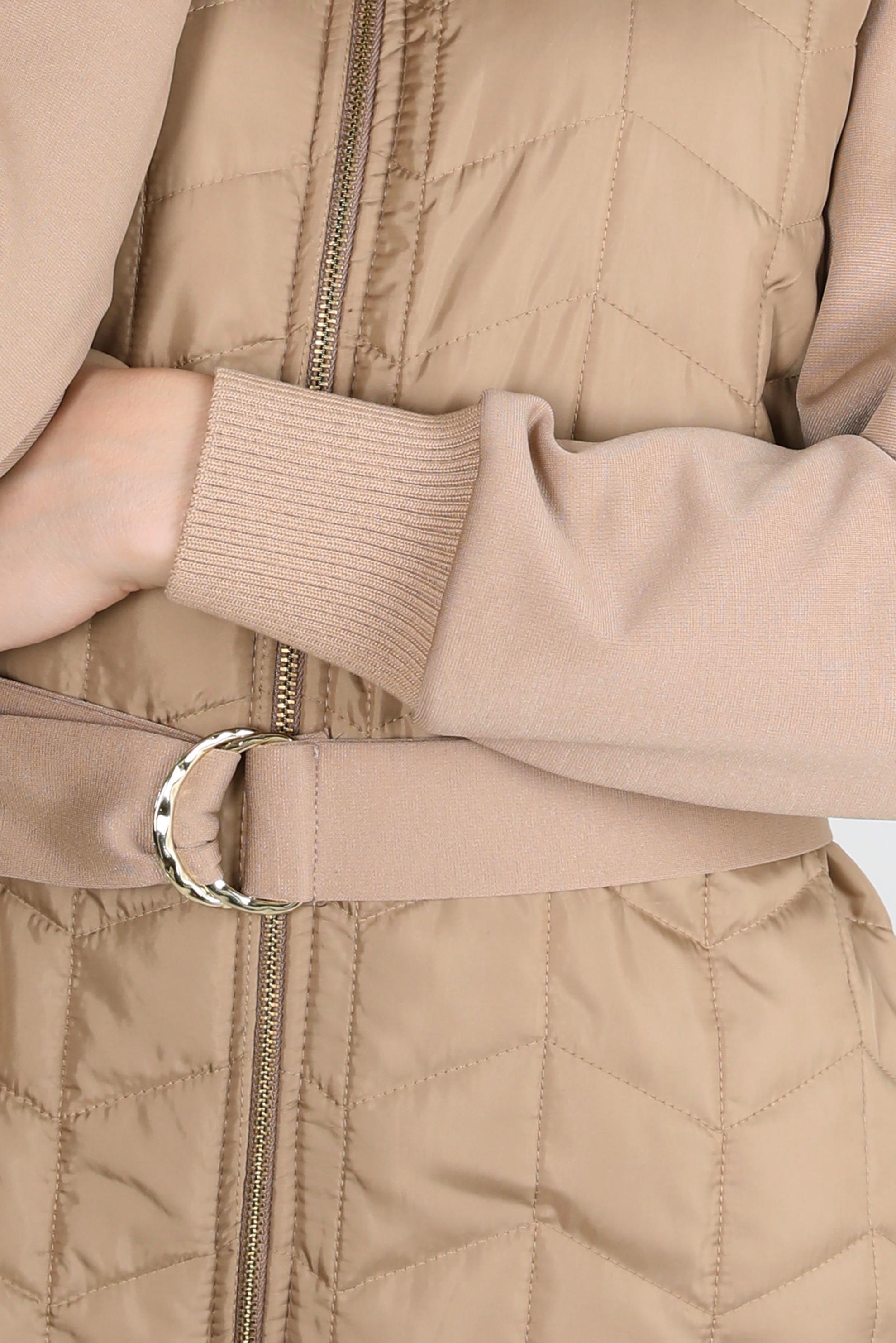 Tesettür giyim BEJ KEMERLİ GİY ÇIK 44204