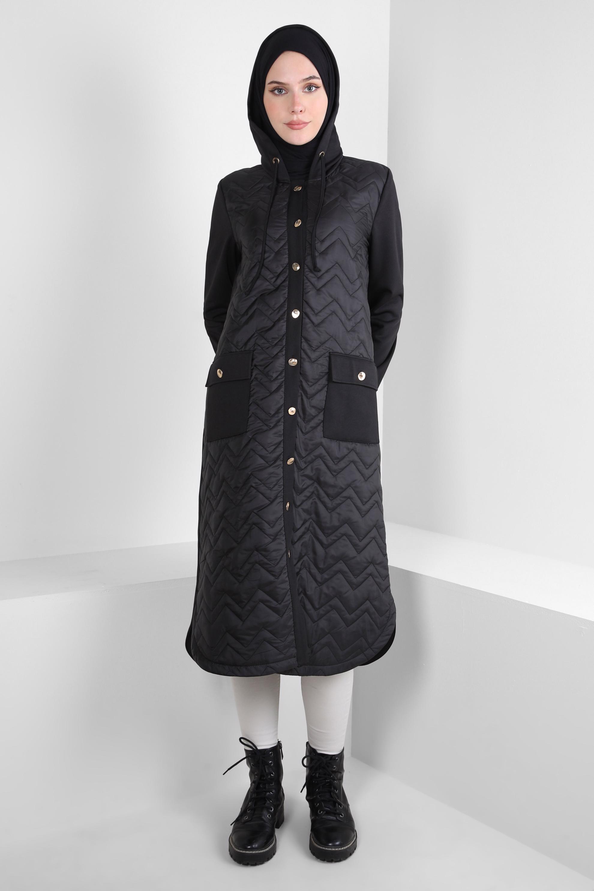 Tesettür giyim SİYAH KAPÜŞONLU GİY ÇIK 44205