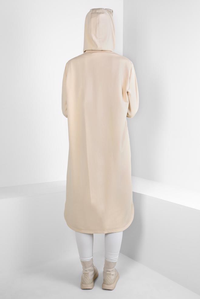 Vêtements hijab BEIGE VESTE À CAPUCHE 44205 - ALVİNA