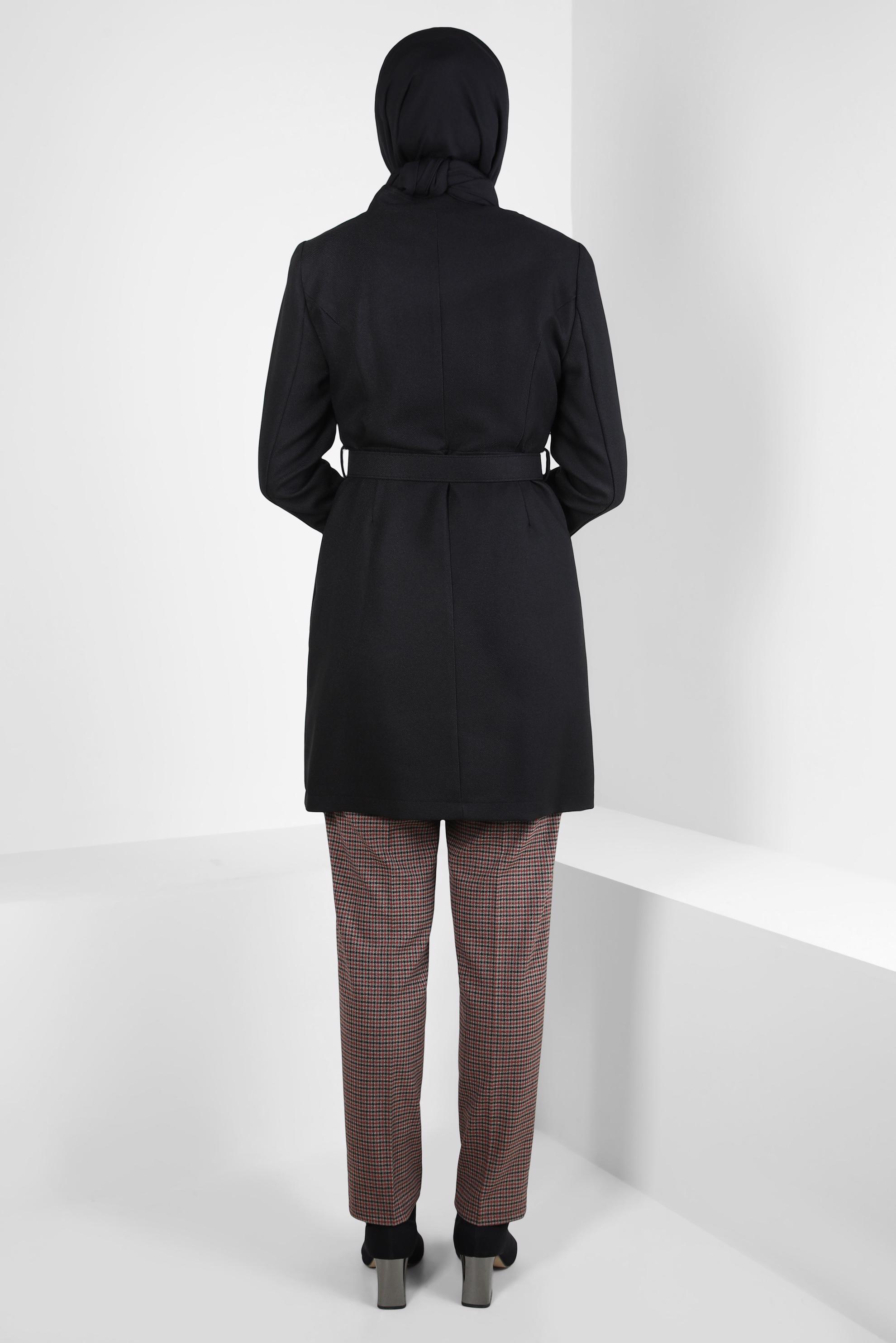 Tesettür giyim SİYAH KEMERLİ CEKET 44274