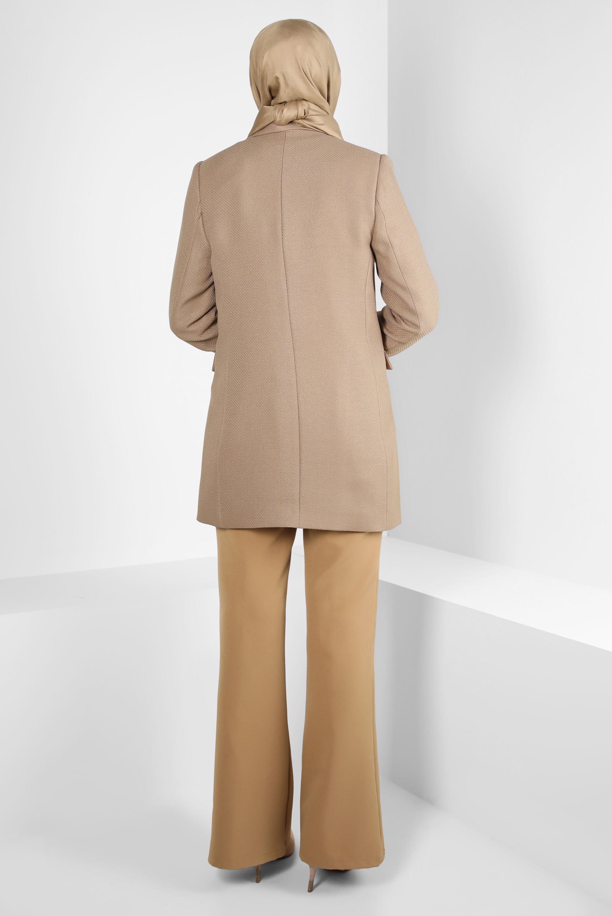 Tesettür giyim KAHVE KRUVAZE YAKA CEKET 44275