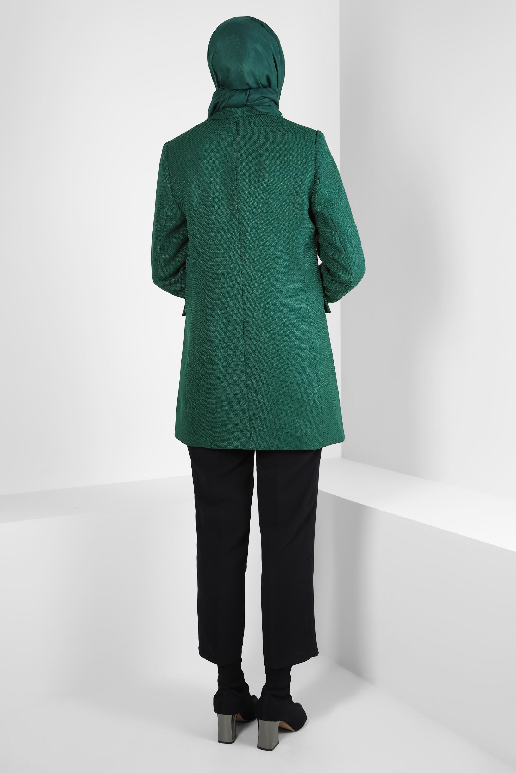 Tesettür giyim YEŞİL KRUVAZE YAKA CEKET 44275